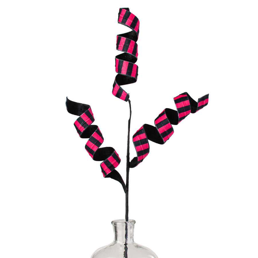 30" Double Sided Fabric Curly Spray: Black Velvet & Fuchsia Item Number: 56946BTBK