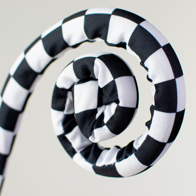 28" Fabric Curly Spray: Black & White Checker Lifestyle Photo