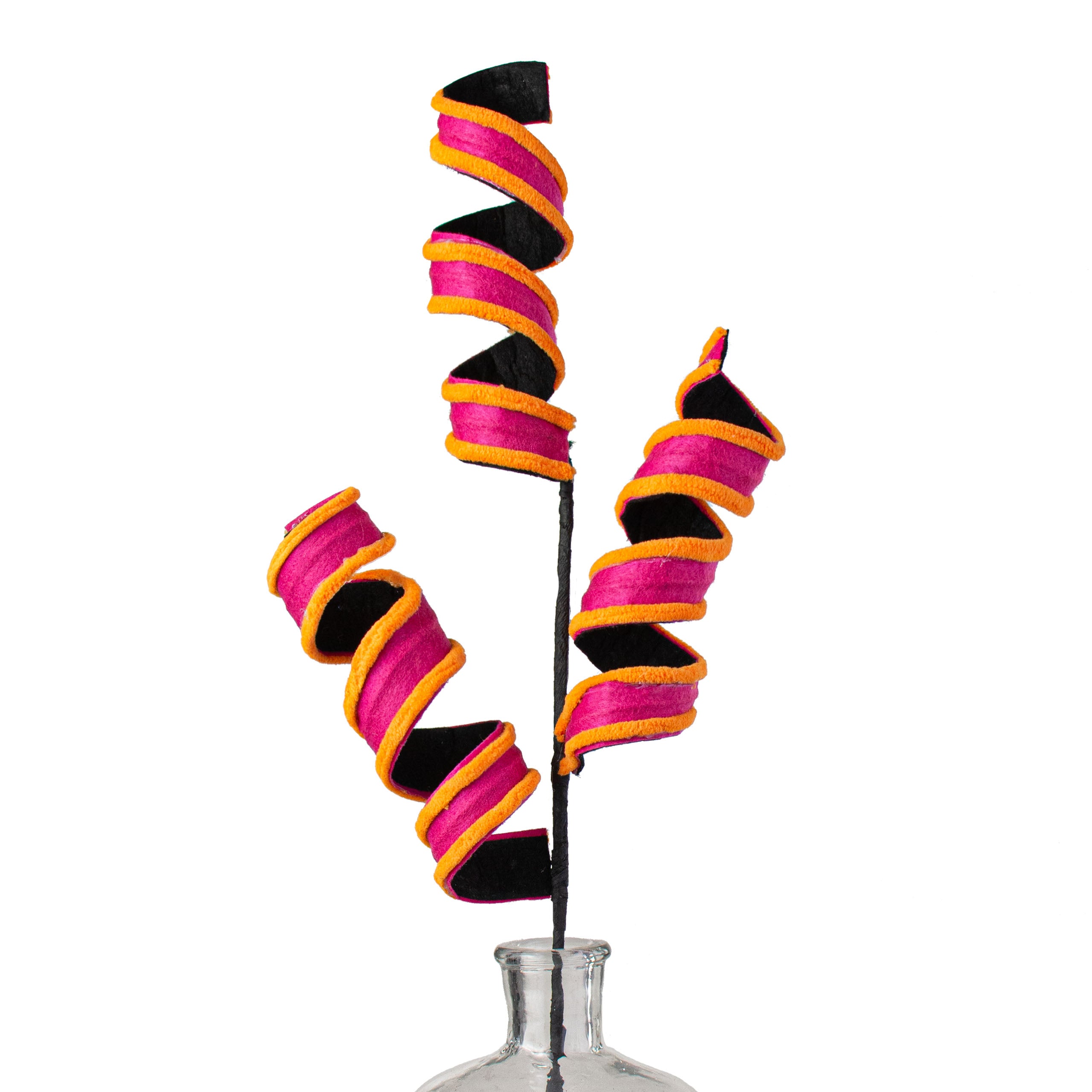 30" Fabric Curly Spray: Fuchsia, Orange, Black Item Number: 56884BTORBK