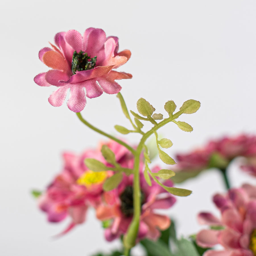 12" Fabric Daisy Mum Bush: Pink & Cream detail photo 4