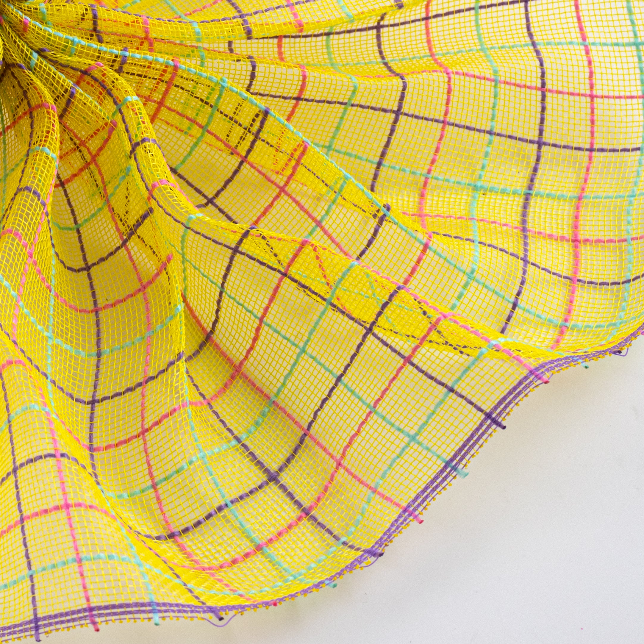 10" Fabric Fine Weave Check Mesh: Yellow with Lavender, Pink & Mint Lifestyle Photo