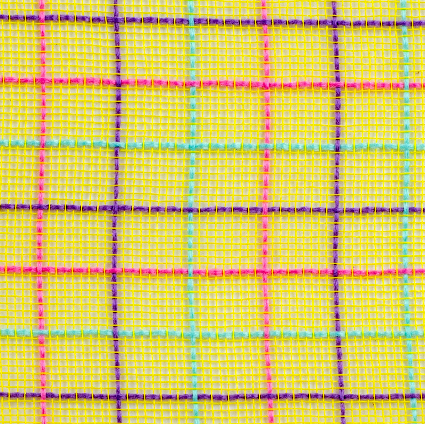 10" Fabric Fine Weave Check Mesh: Yellow with Lavender, Pink & Mint detail photo 3