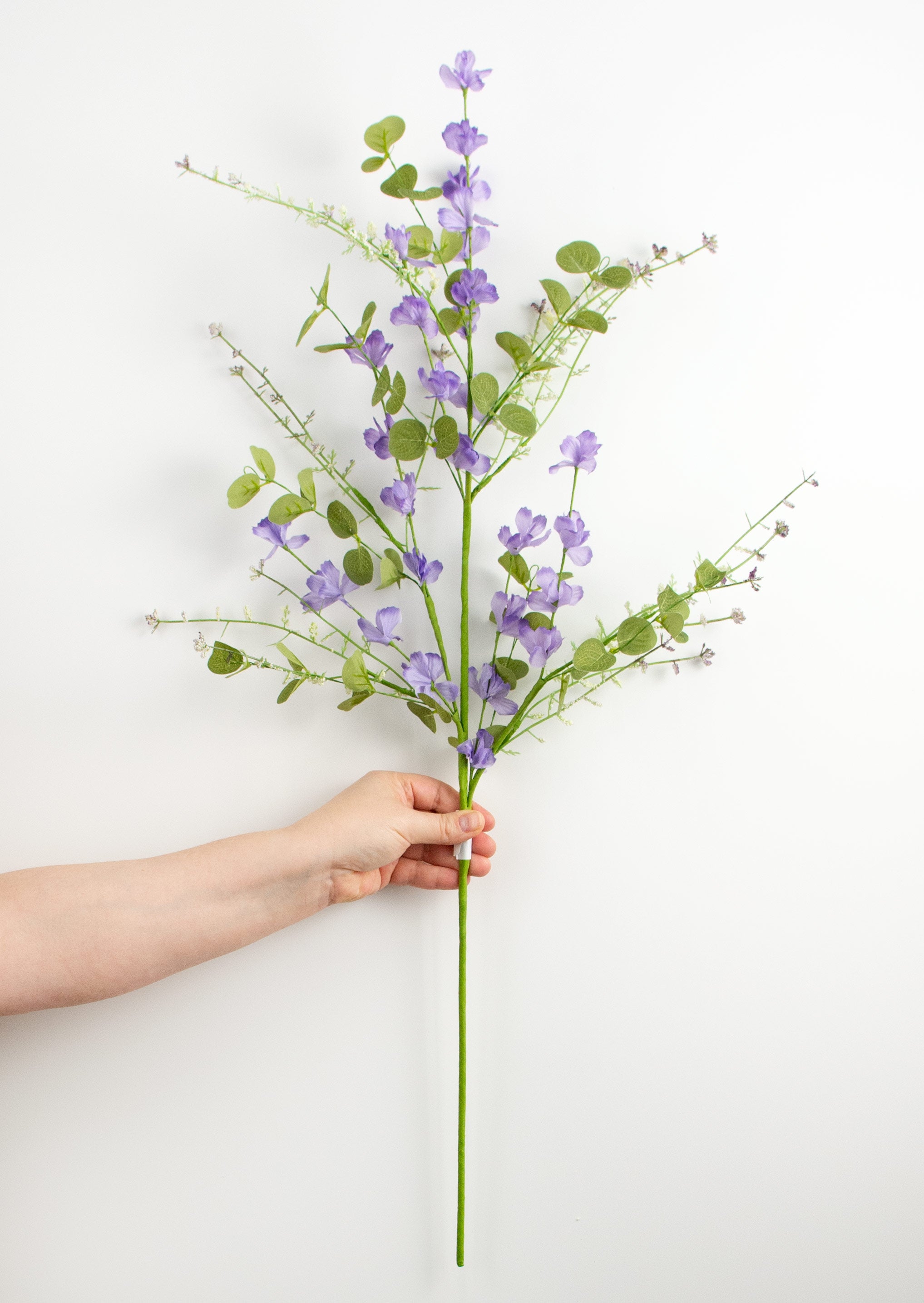 31" Fabric Flower Eucalyptus Spray: Lavender detail photo 3