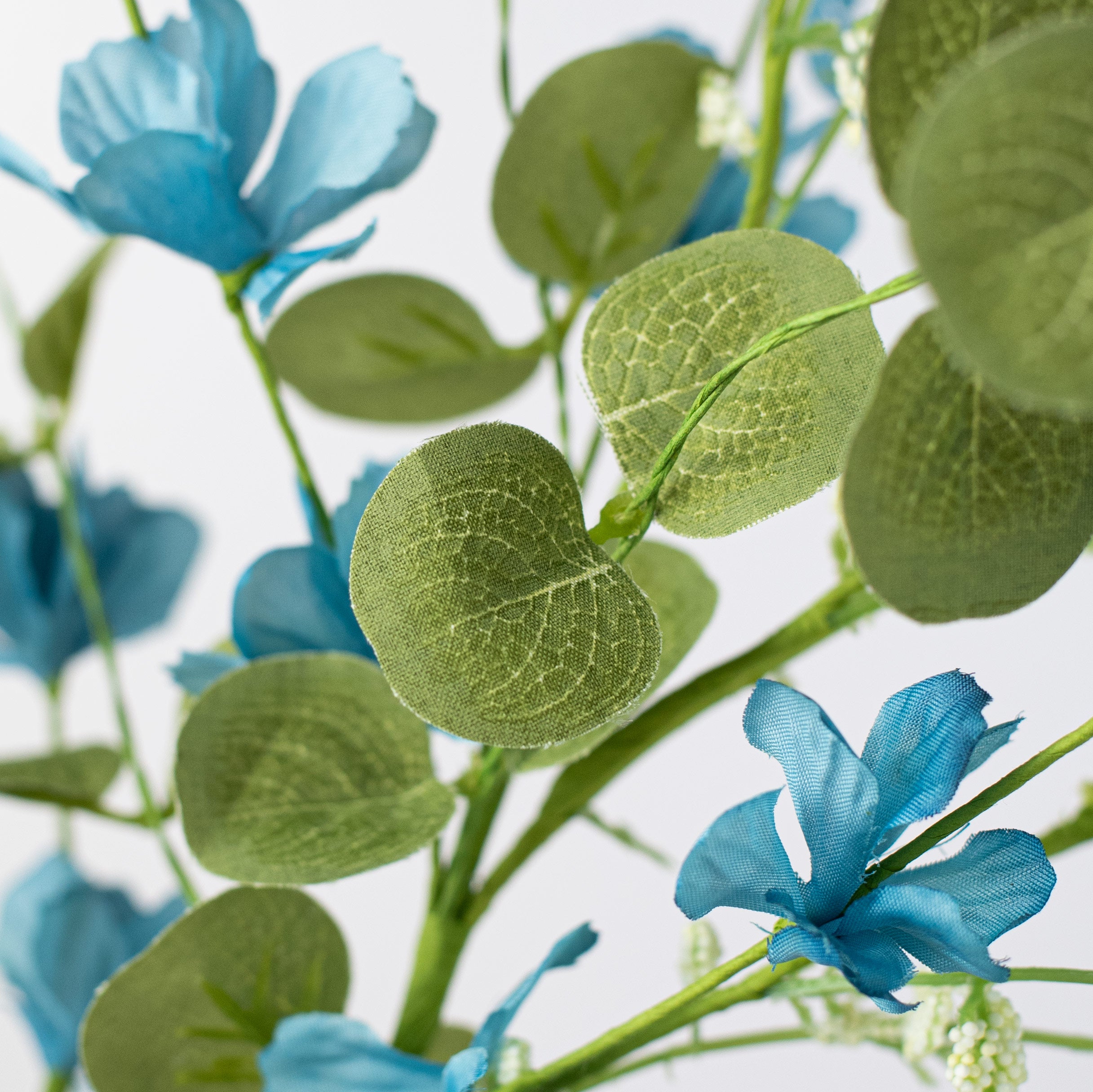 31" Fabric Flower Eucalyptus Spray: Light Blue detail photo 4