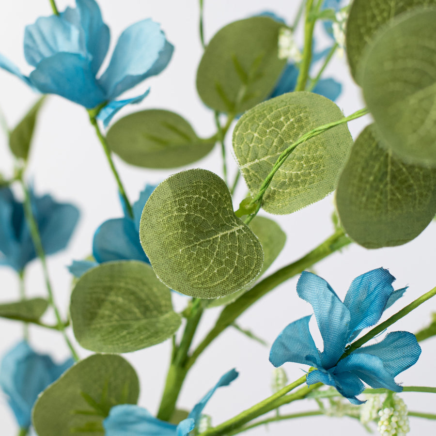 31" Fabric Flower Eucalyptus Spray: Light Blue detail photo 4