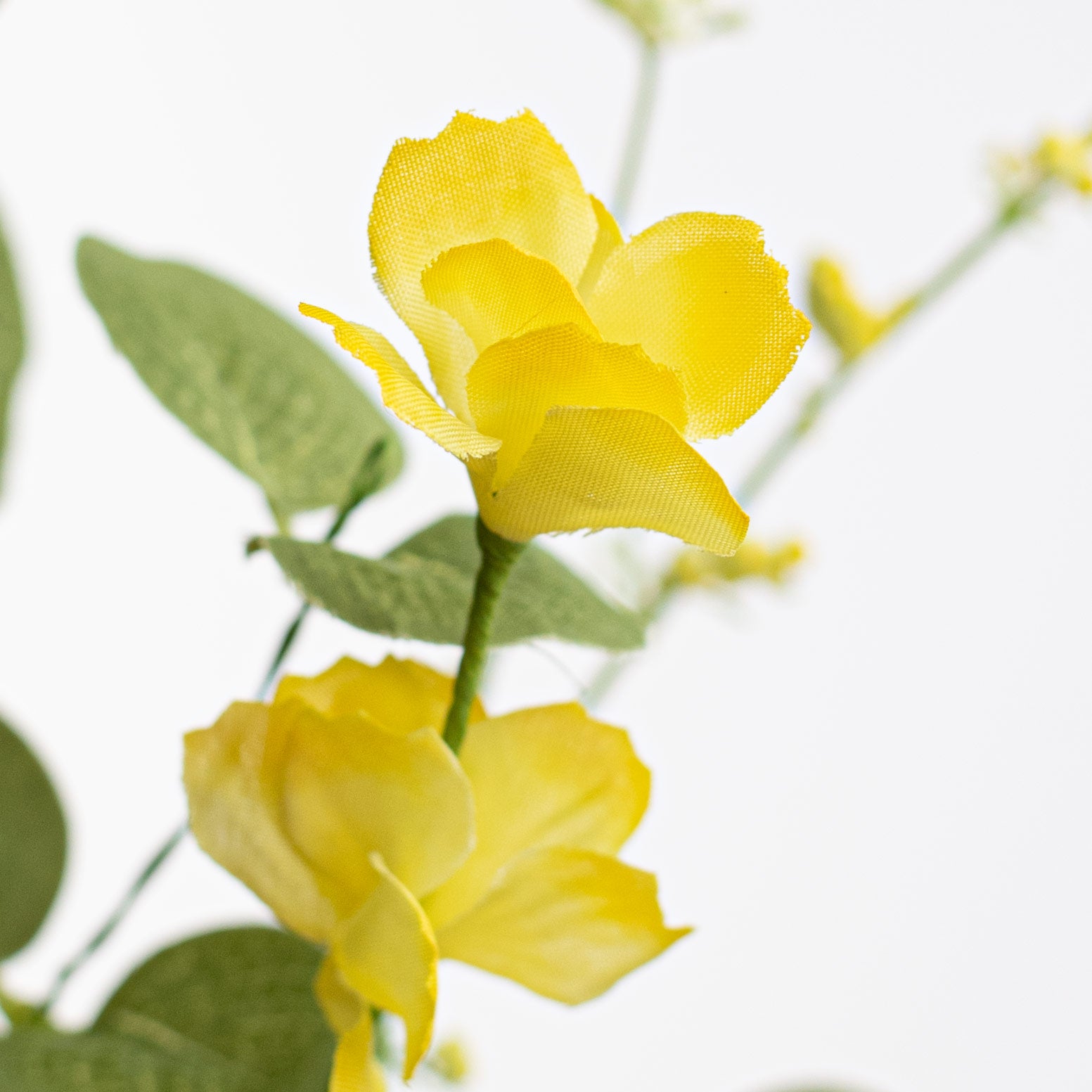 31" Fabric Flower Eucalyptus Spray: Yellow Lifestyle Photo