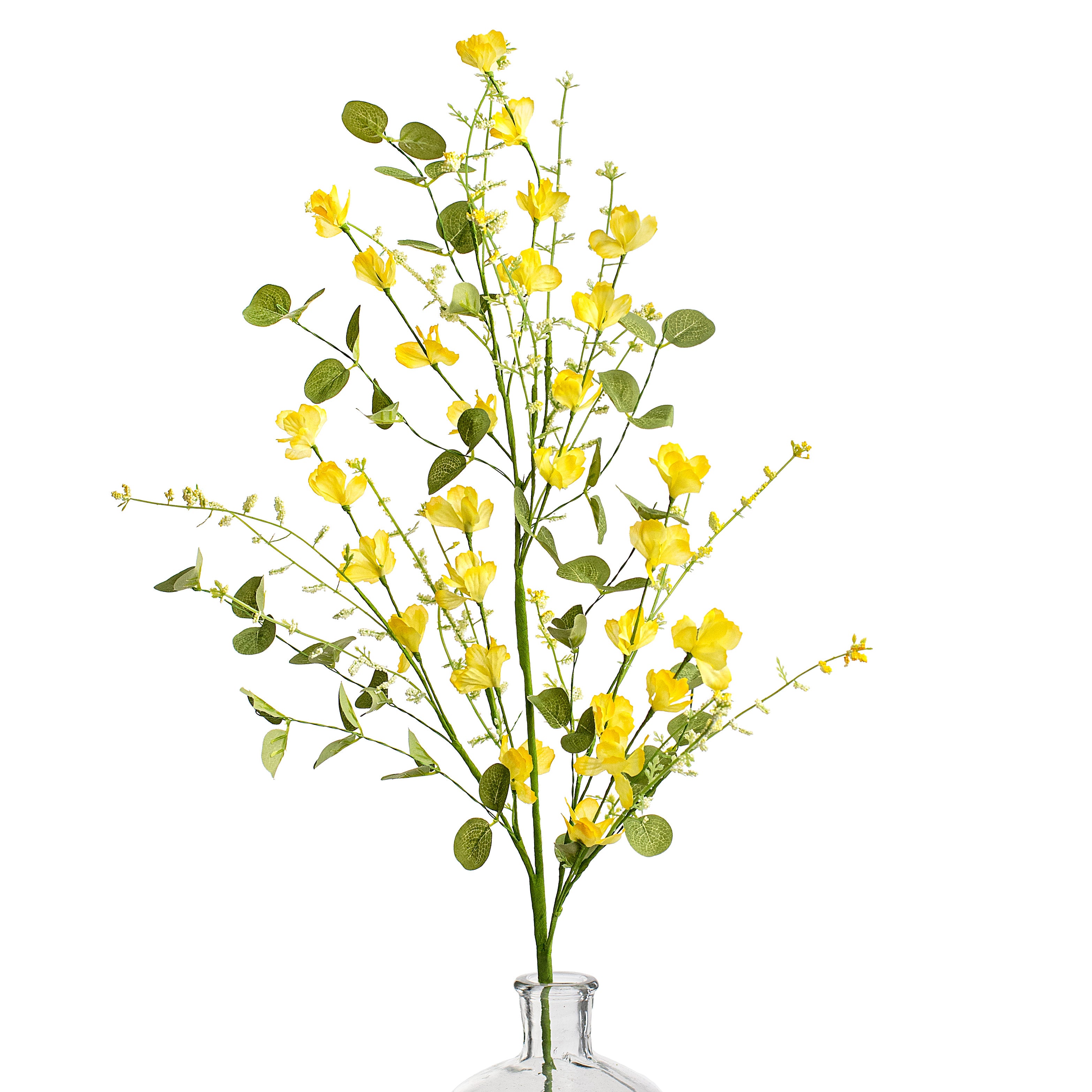 31" Fabric Flower Eucalyptus Spray: Yellow Item Number: FH810129