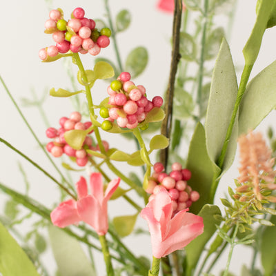 24" Fabric Flower, Leaf, Berry Spray: Pink Lifestyle Photo