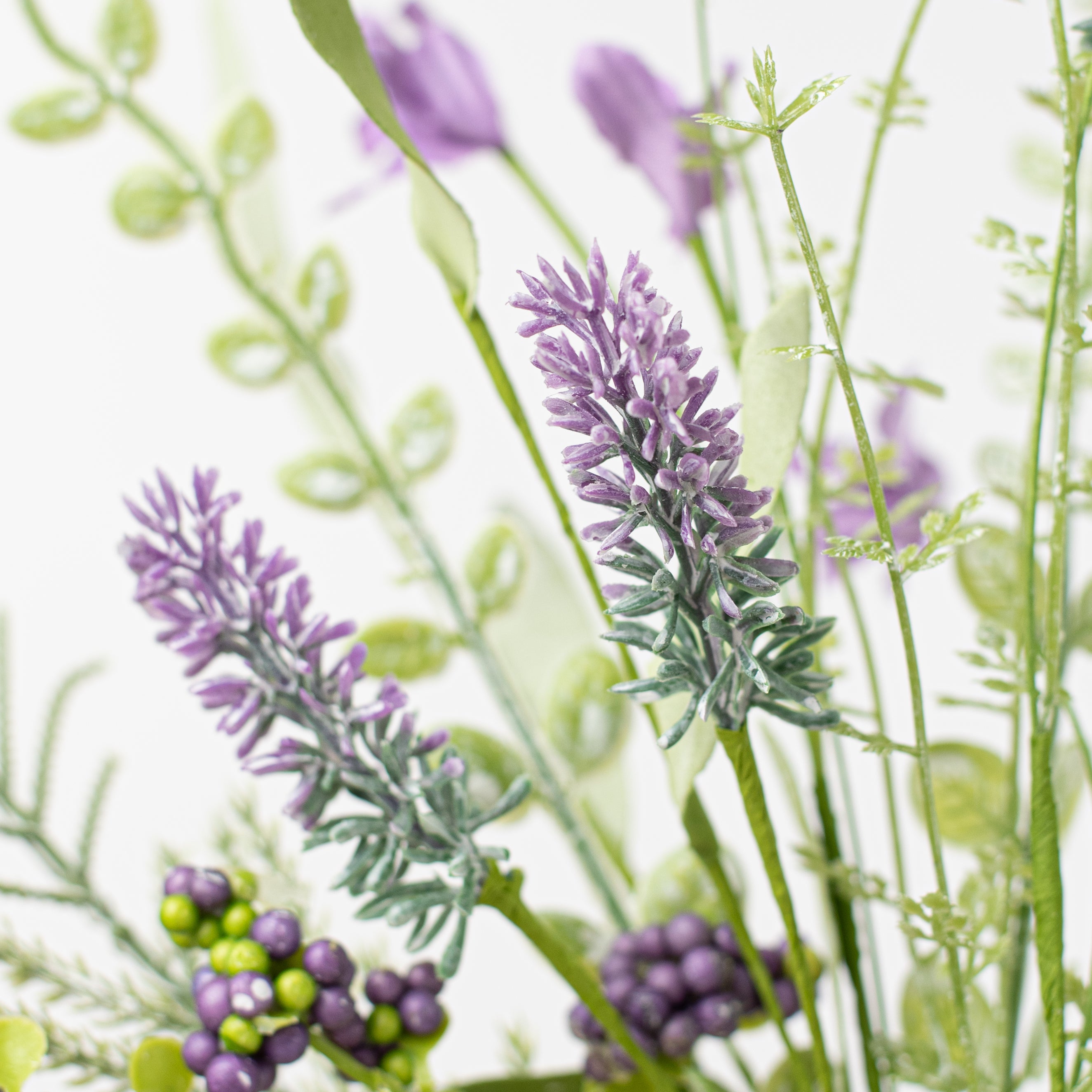 24" Fabric Flower, Leaf, Berry Spray: Purple Lifestyle Photo