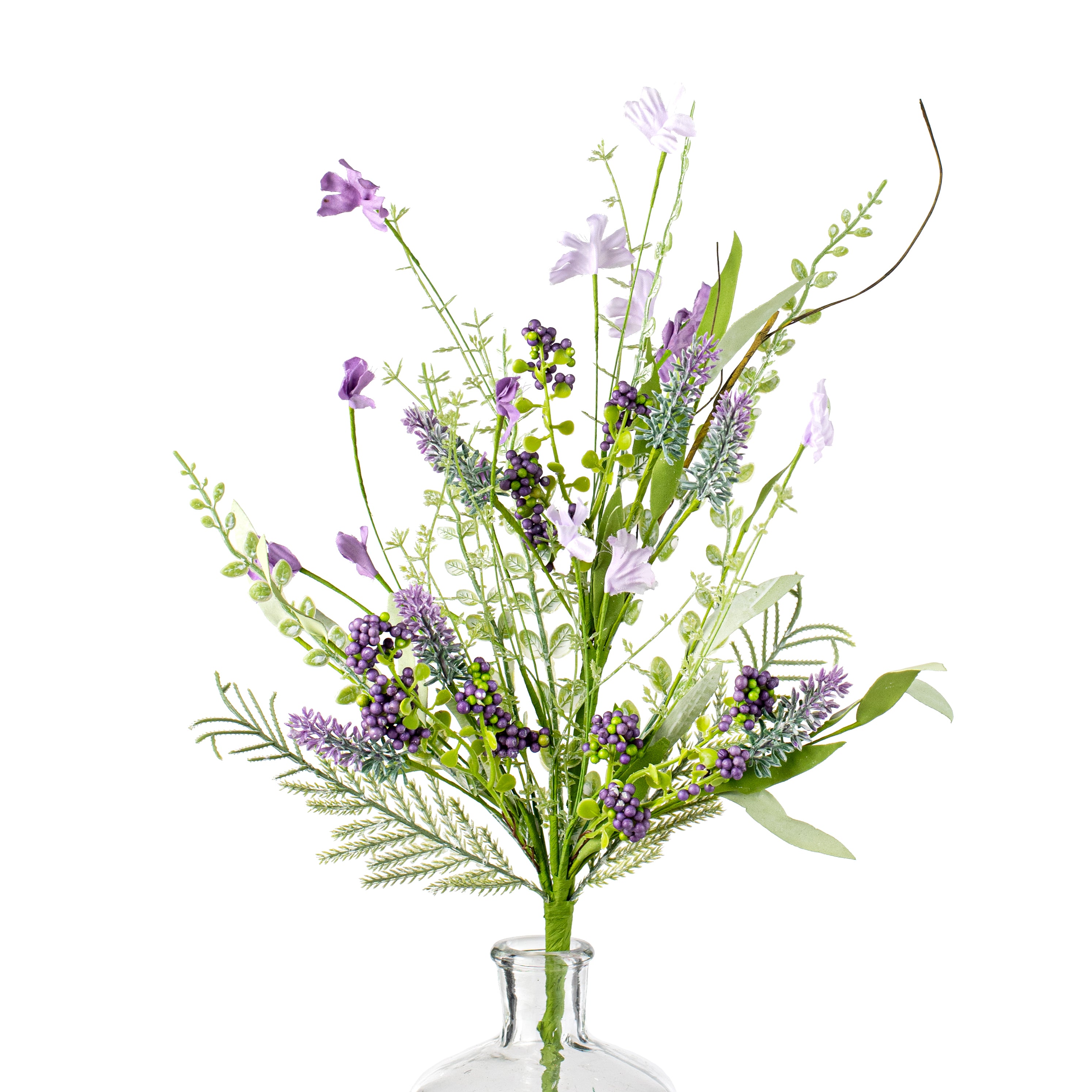 24" Fabric Flower, Leaf, Berry Spray: Purple Item Number: FH807123