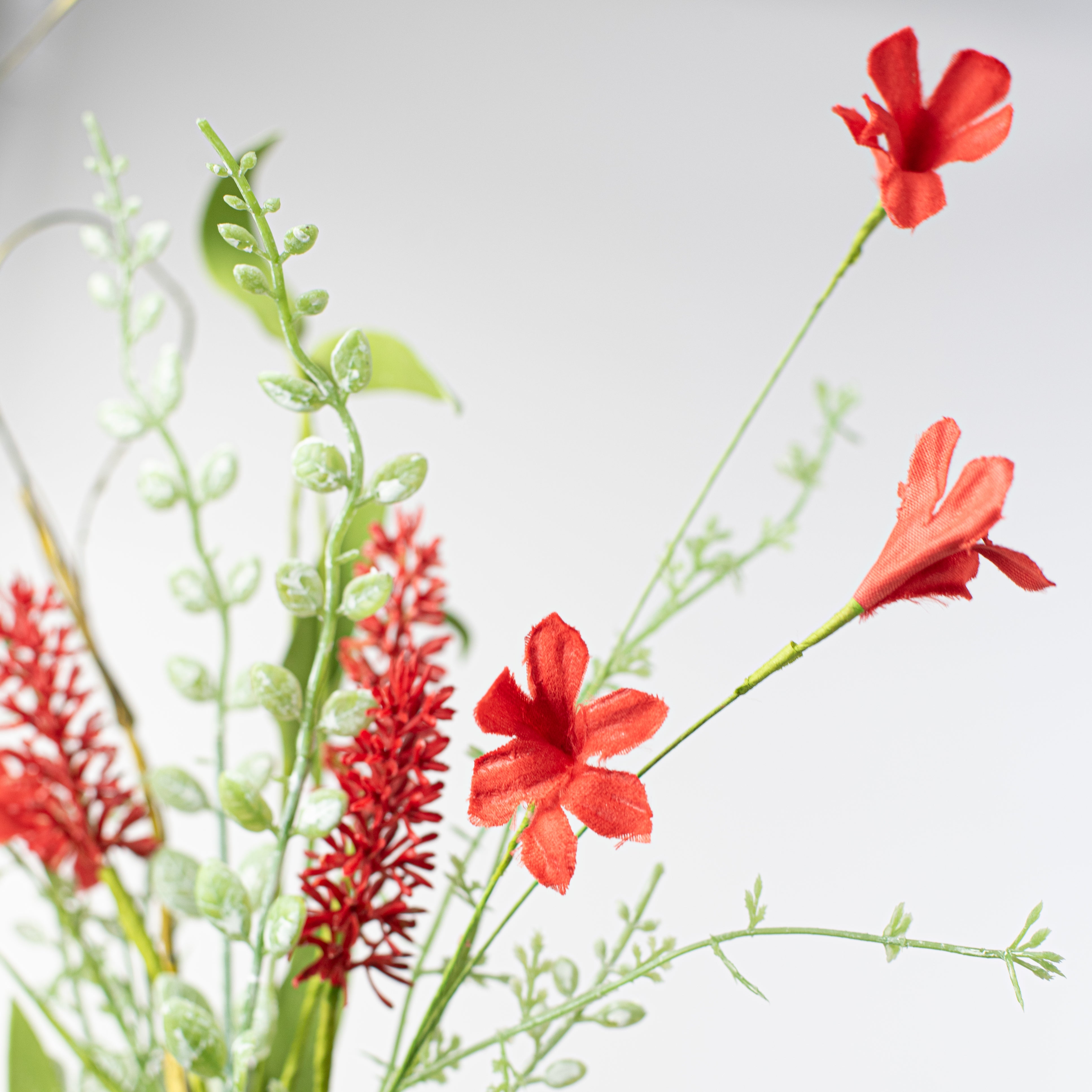 24" Fabric Flower, Leaf, Berry Spray: Red Lifestyle Photo