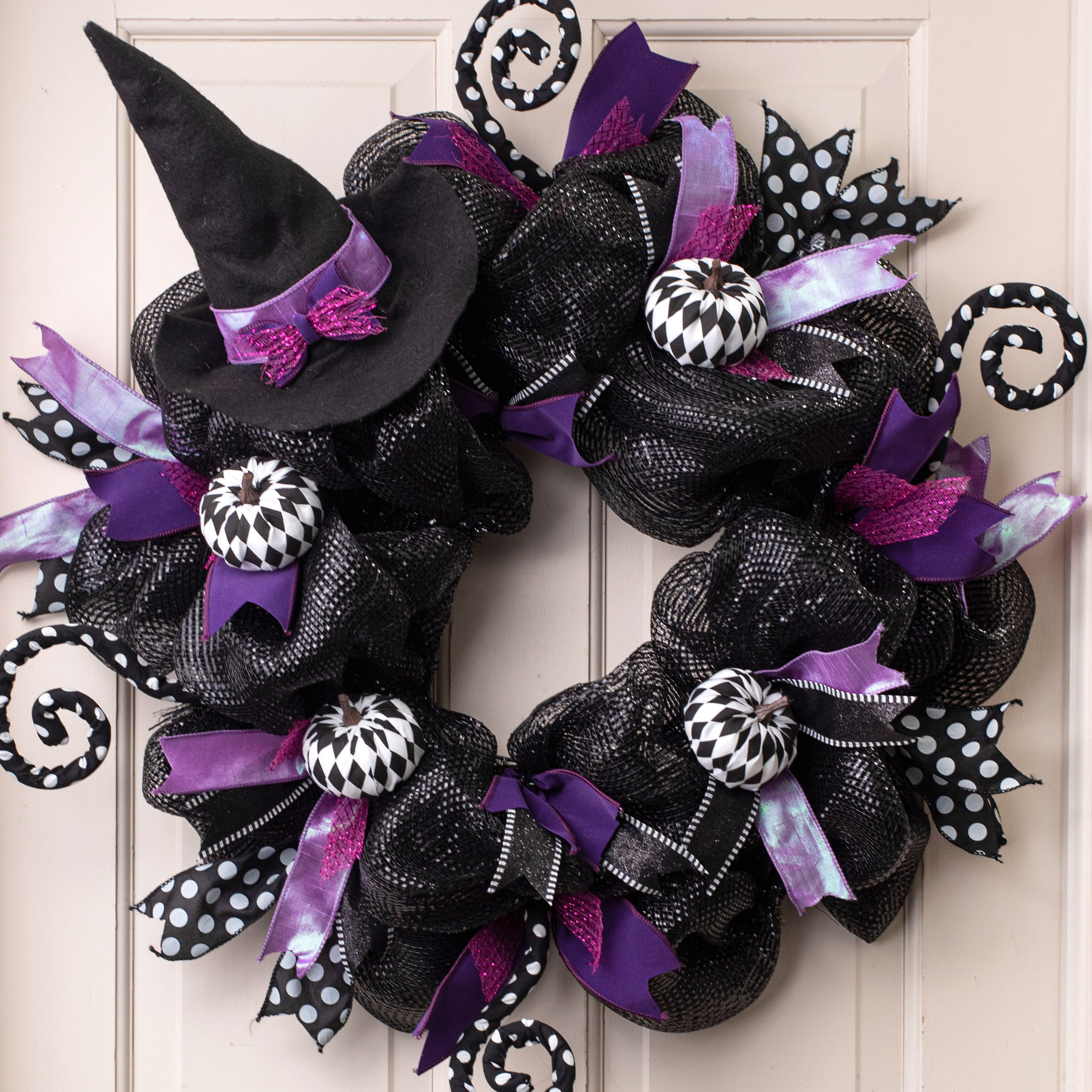 3" Fabric Harlequin Pumpkins: Black & White (Set of 6) Lifestyle Photo