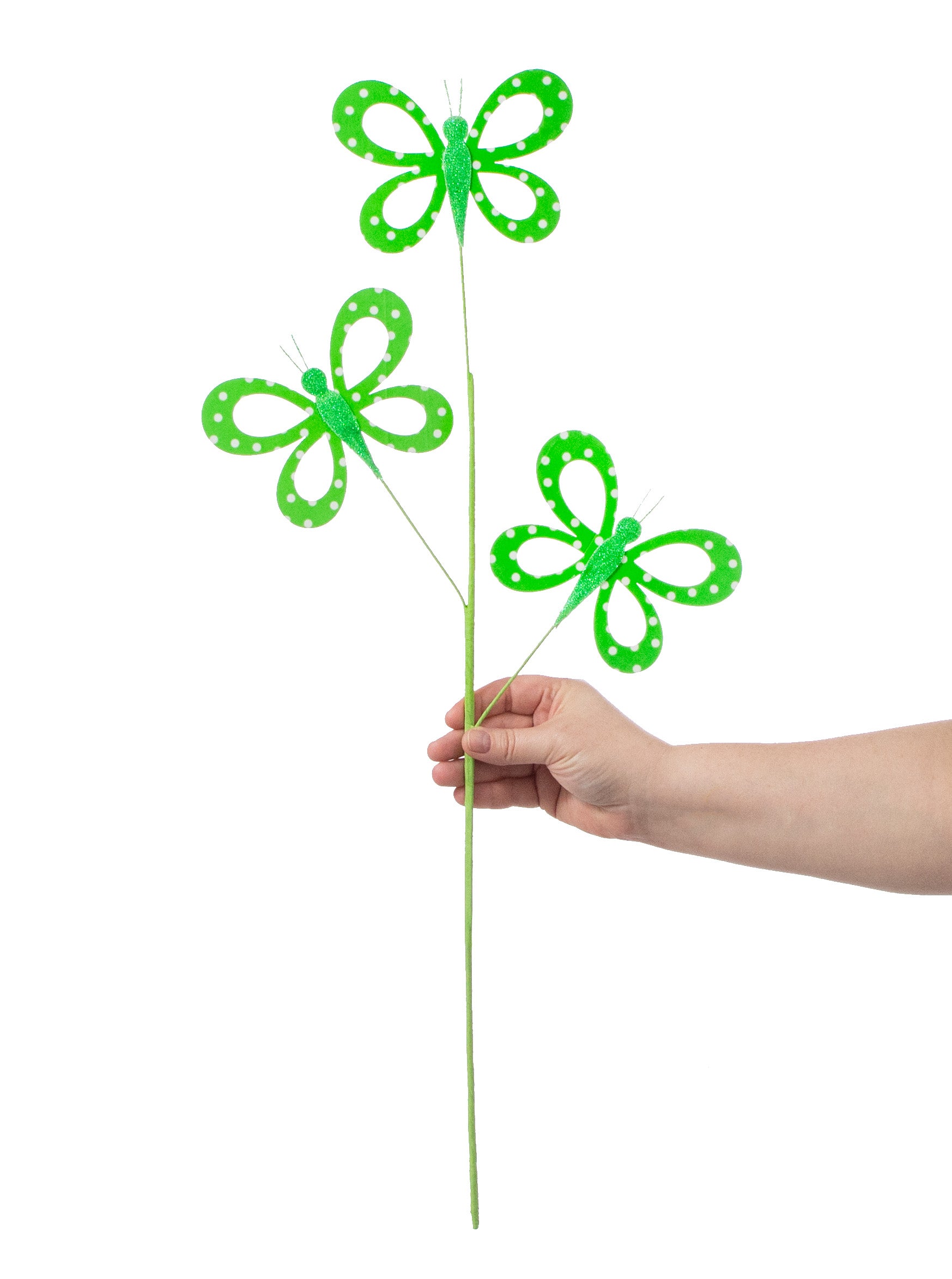 26" Fabric Hollow Butterfly Spray: Green detail photo 3