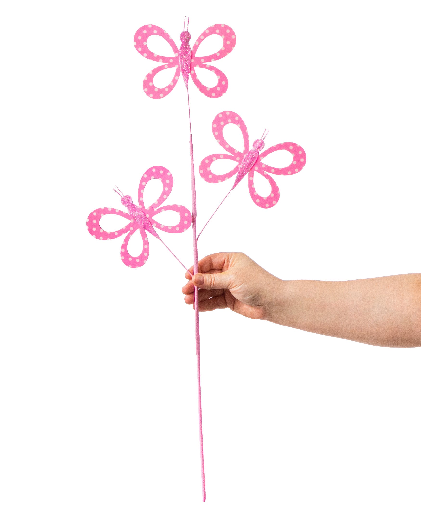 26" Fabric Hollow Butterfly Spray: Light Pink detail photo 3