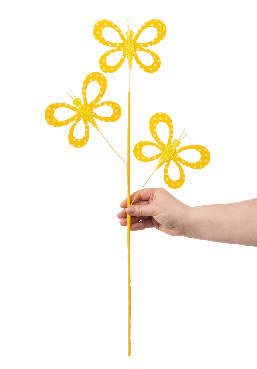 26" Fabric Hollow Butterfly Spray: Yellow detail photo 3