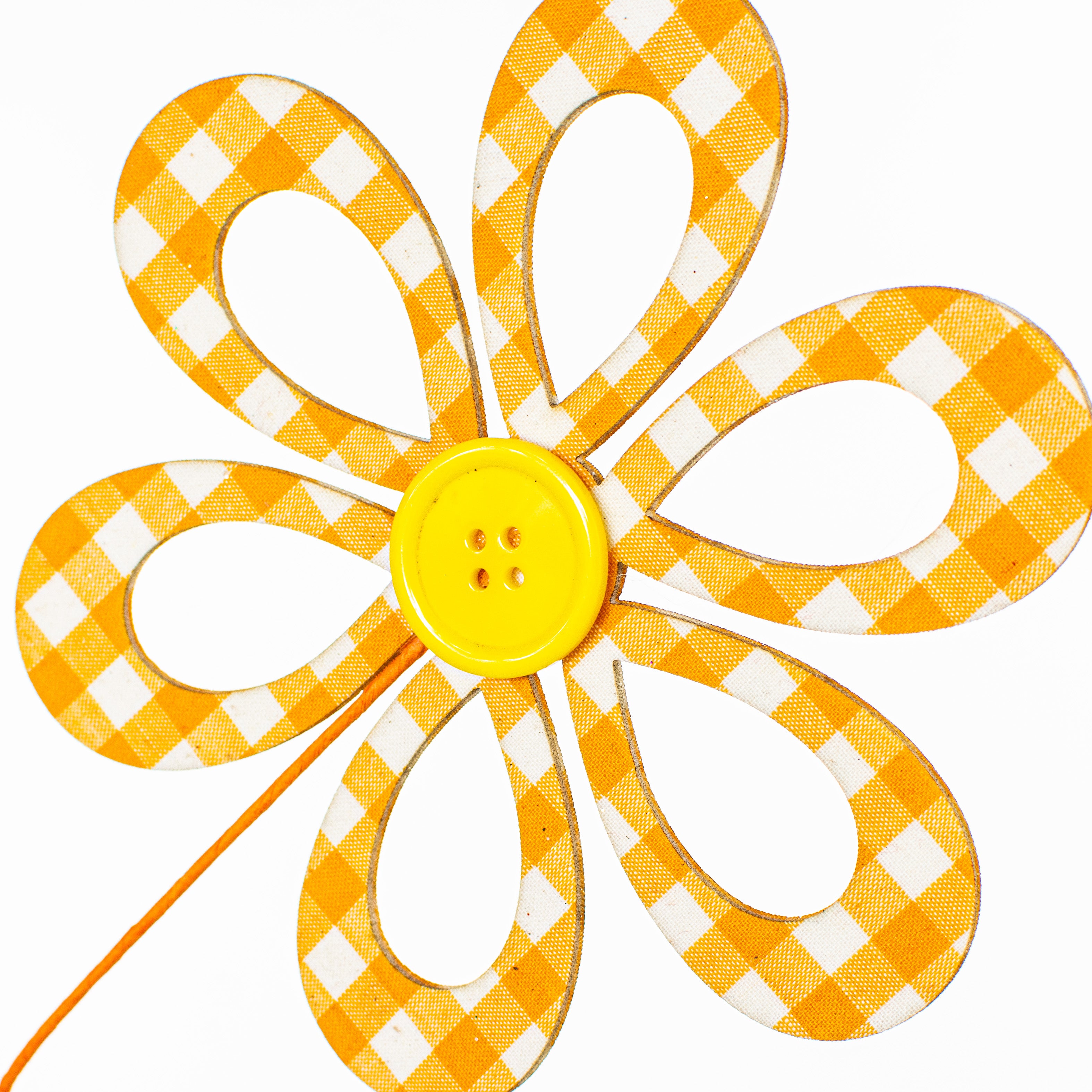 26" Fabric Hollow Gingham Flower Spray: Orange Lifestyle Photo