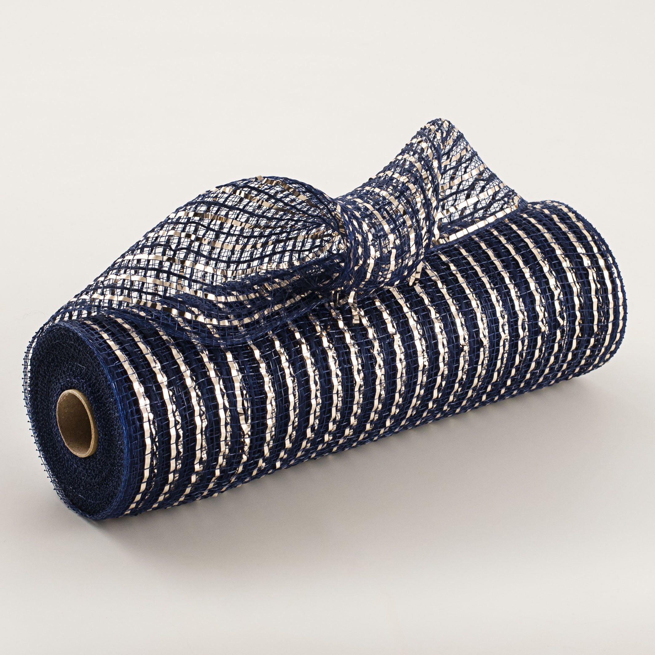 10" Fabric Mesh With Stripes: Navy & Champagne Item Number: XB103410-27