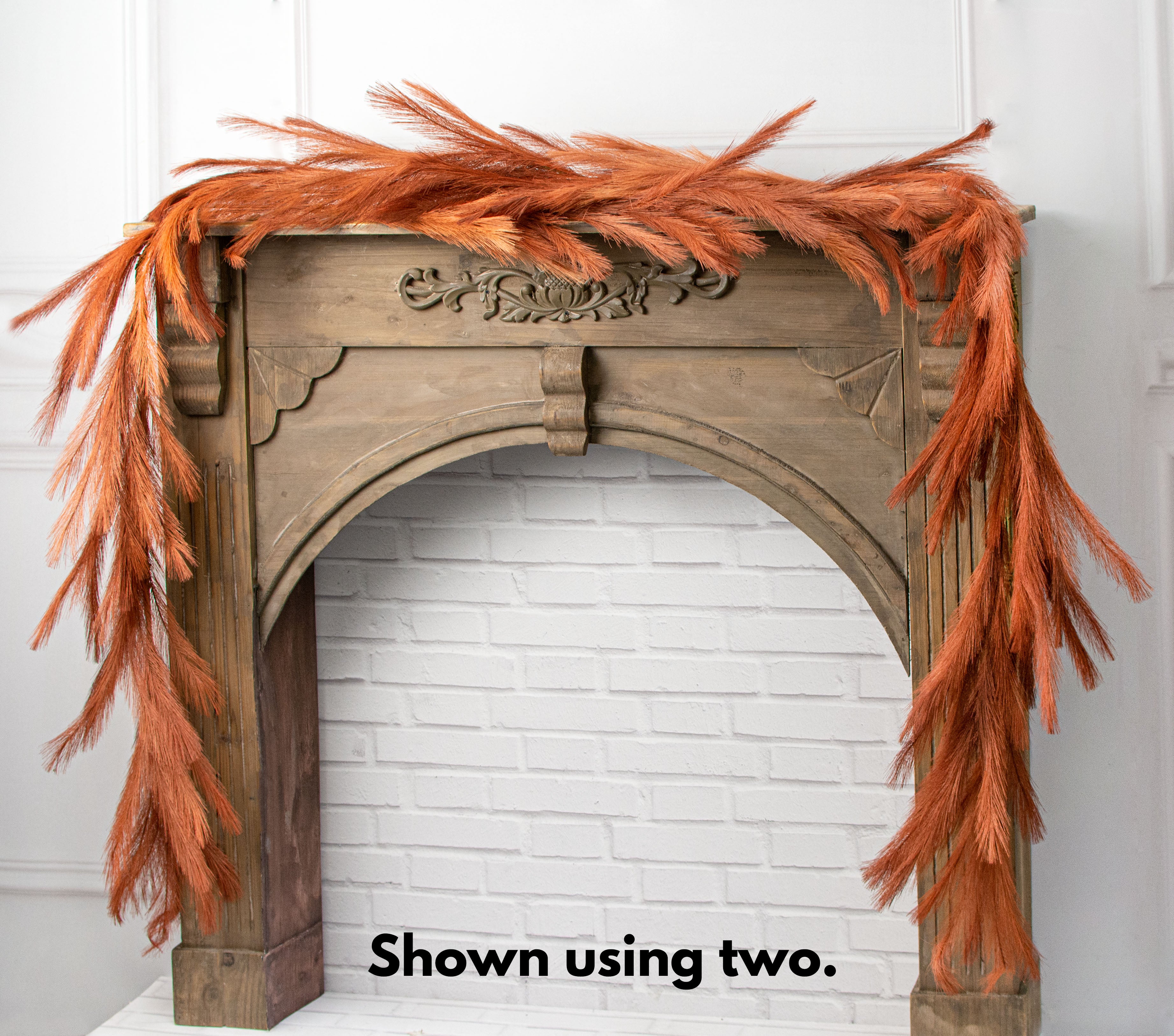 6' Fabric Pampas Grass Garland: Rust