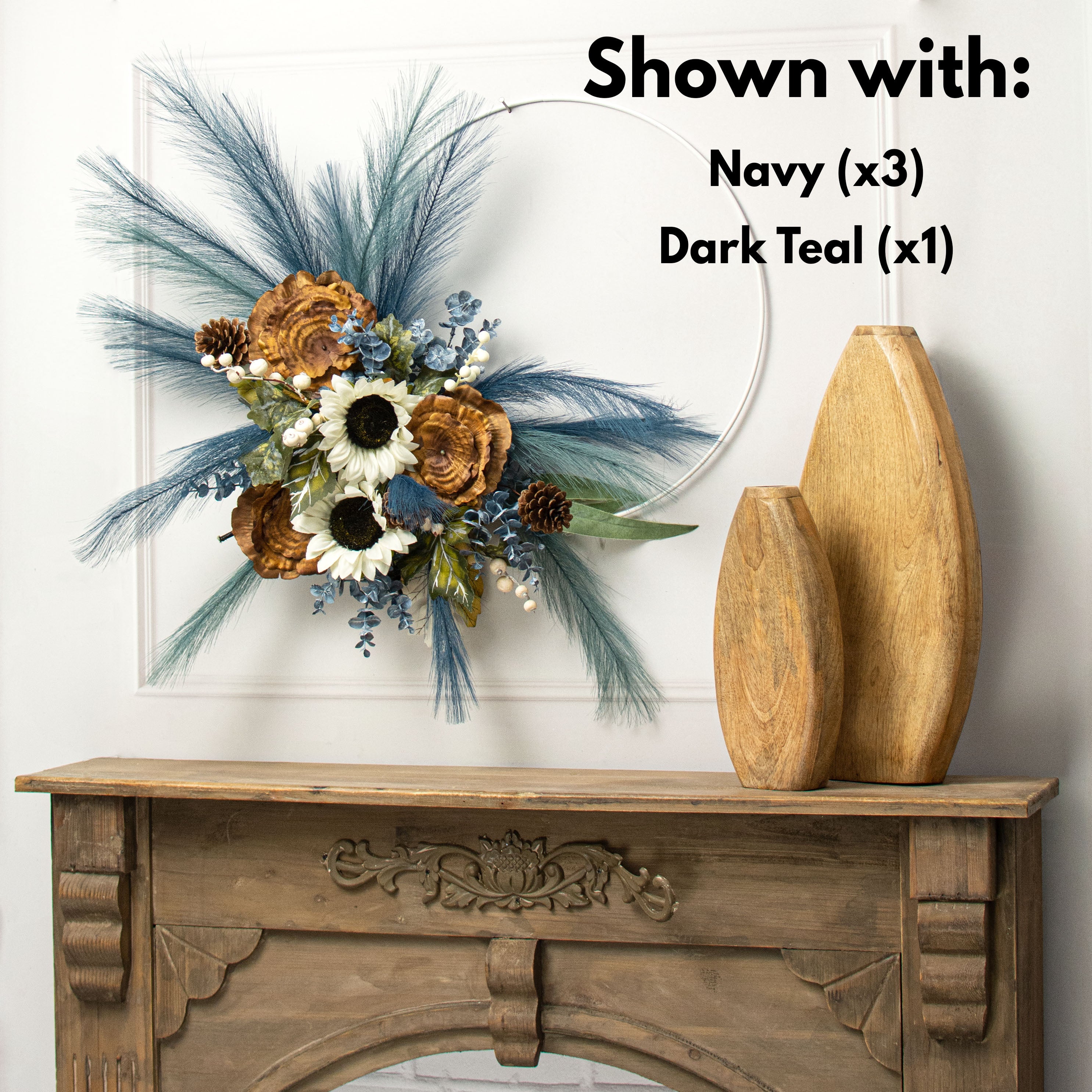 32" Fabric Pampas Grass Spray: Navy Blue Lifestyle Photo
