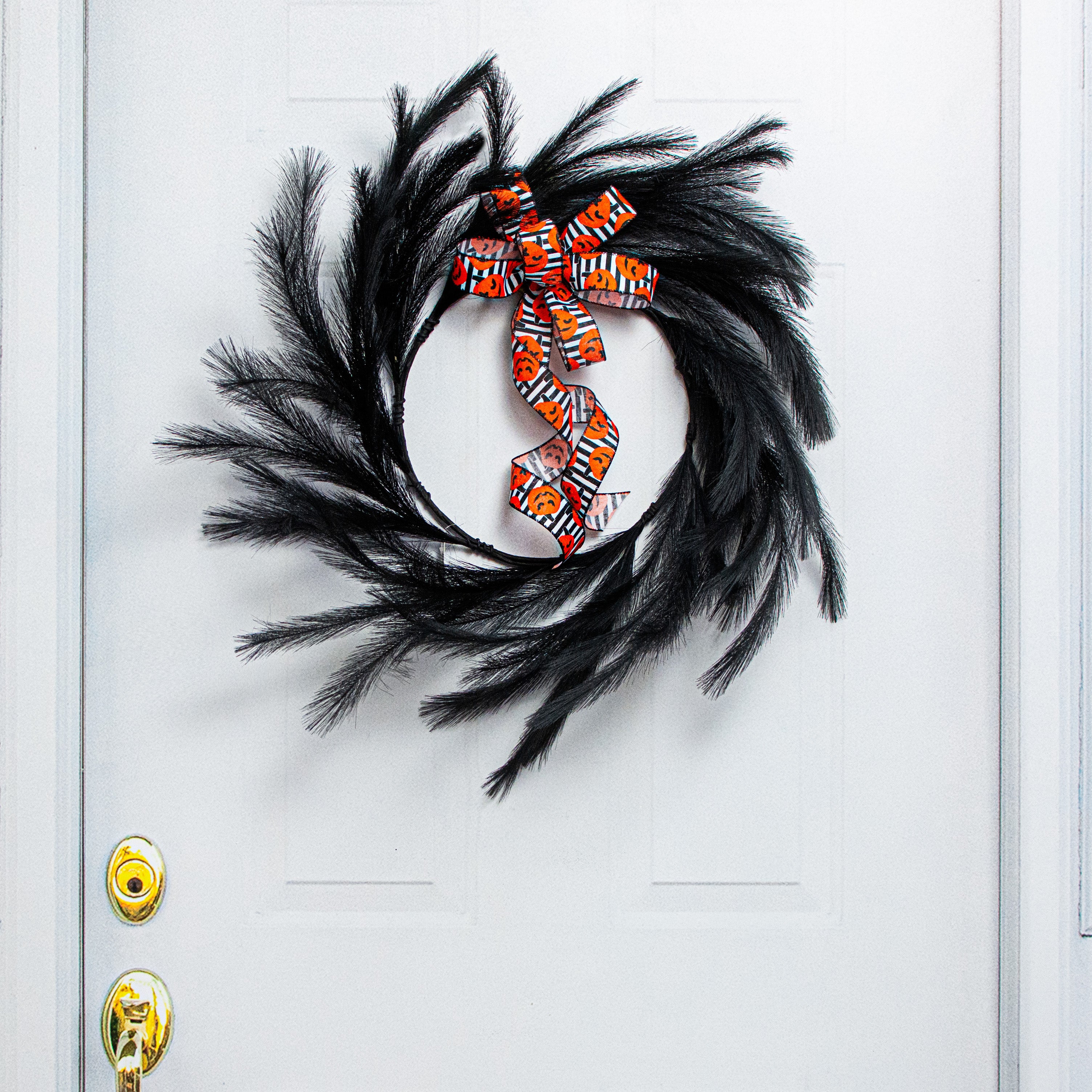 26" Fabric Pampas Grass Wreath: Black Lifestyle Photo