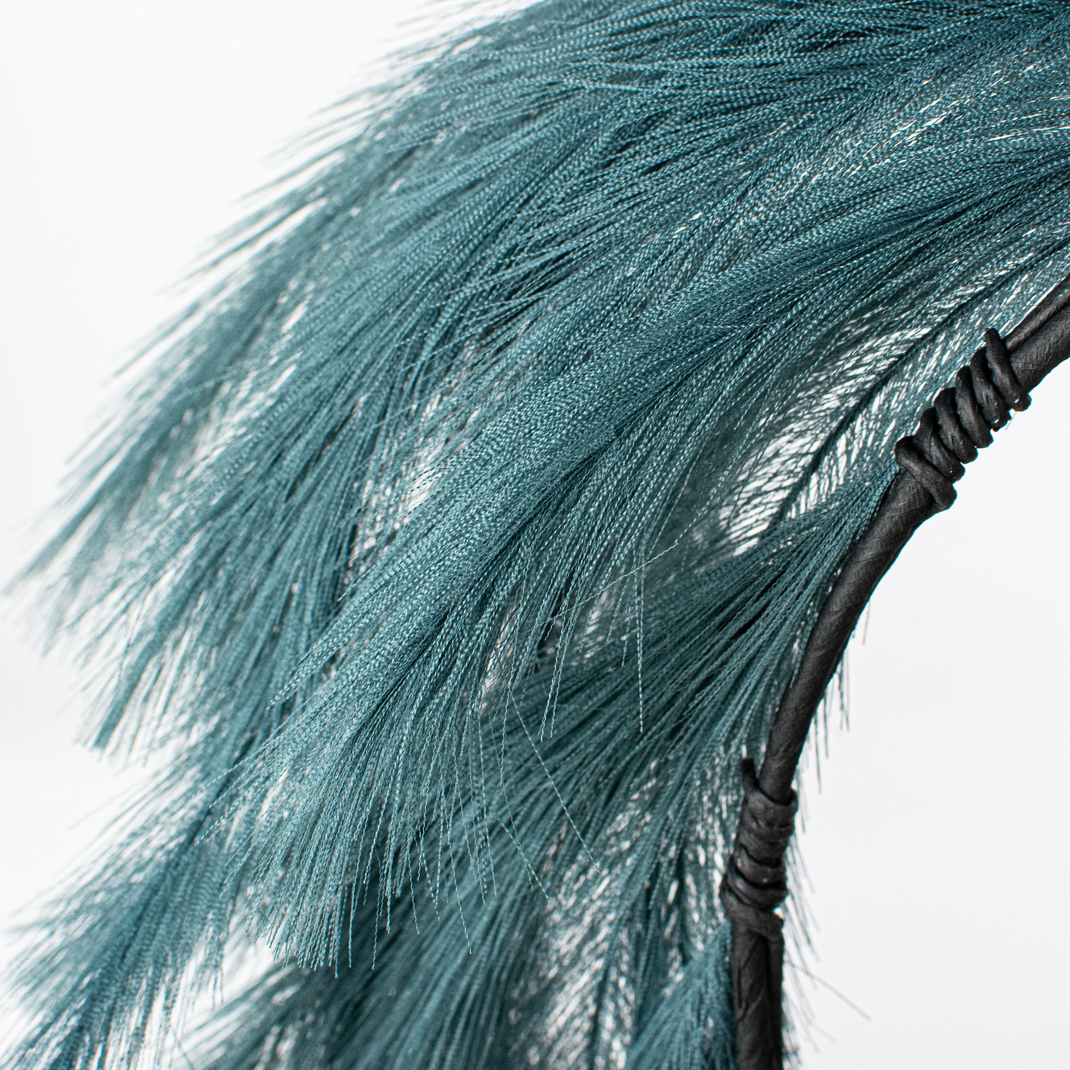 26" Fabric Pampas Grass Wreath: Dark Teal detail photo 3