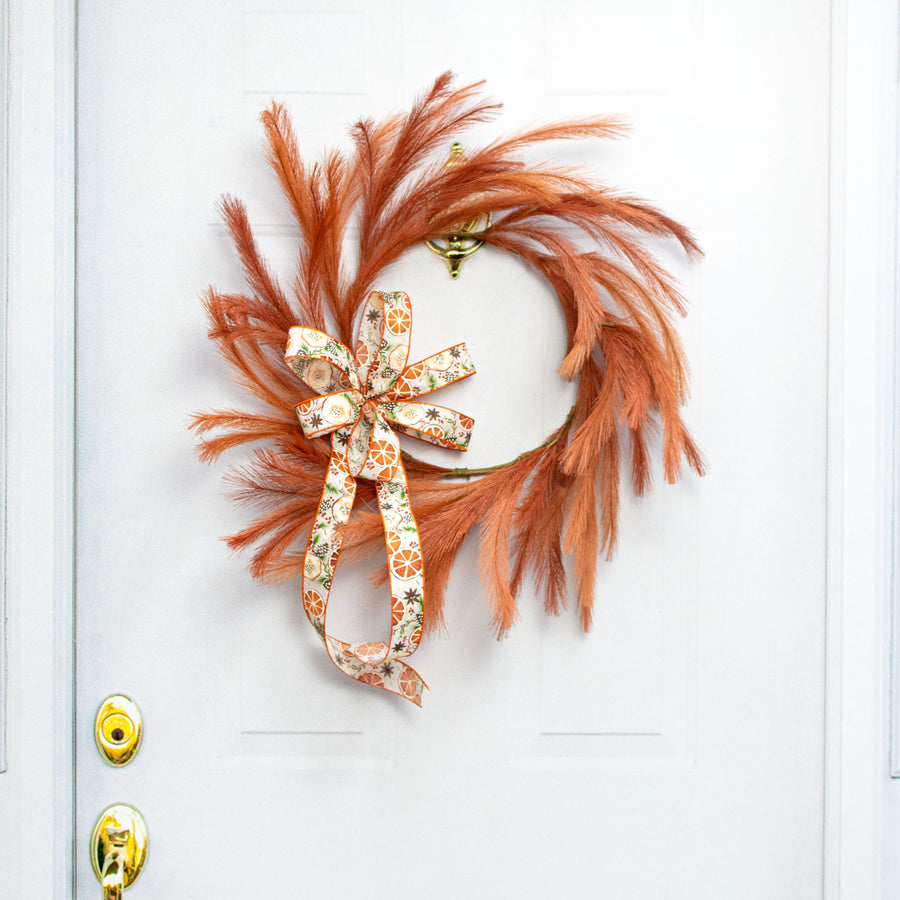 26" Fabric Pampas Grass Wreath: Rust Lifestyle Photo