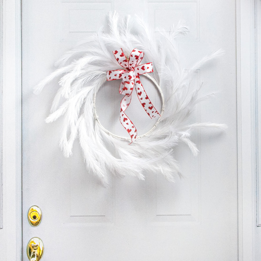 26" Fabric Pampas Grass Wreath: White Lifestyle Photo