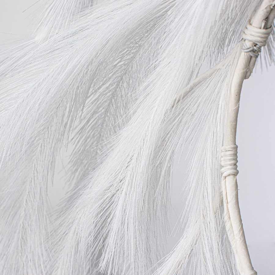 26" Fabric Pampas Grass Wreath: White detail photo 3
