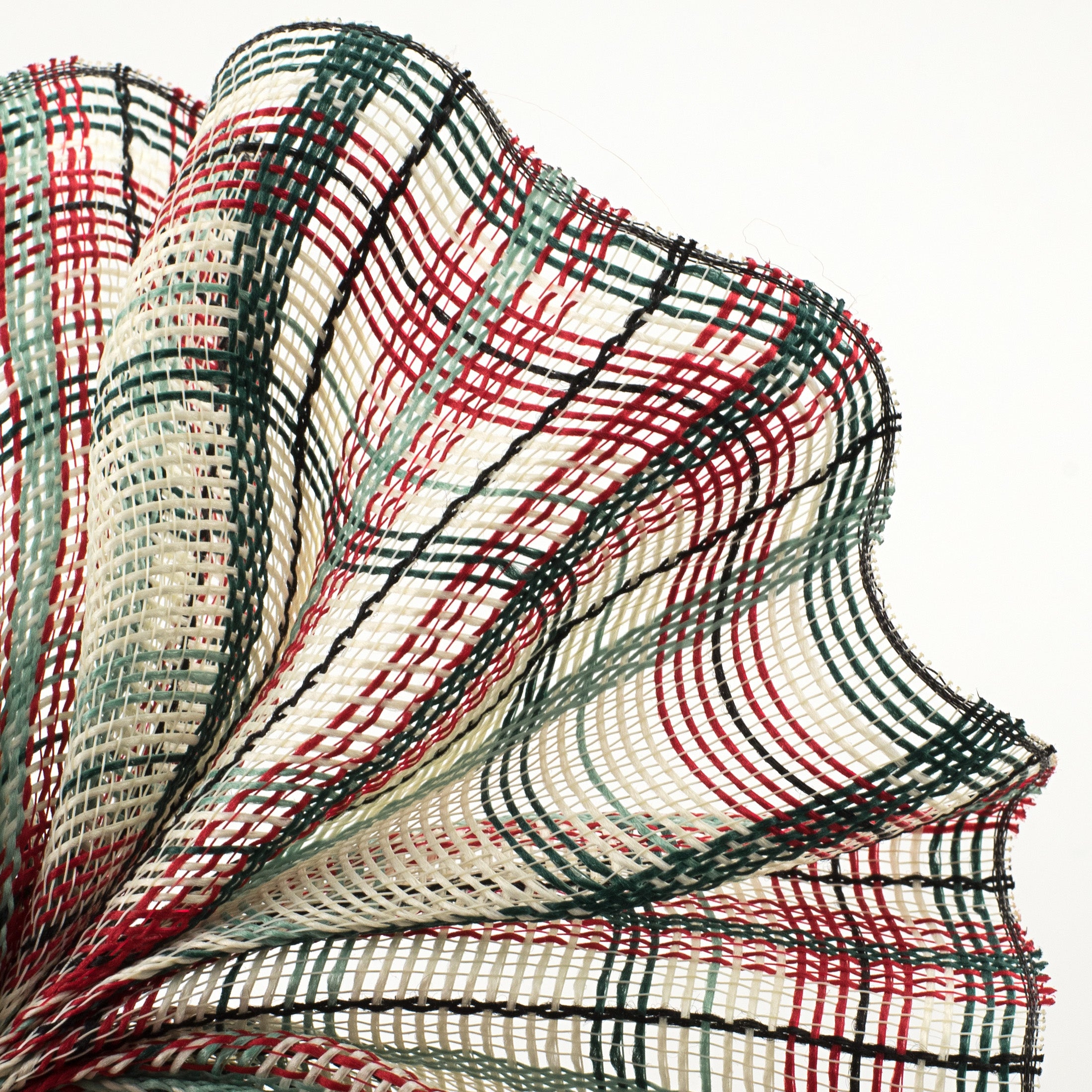 10" Fabric Plaid Mesh: Cream, Black, Green, Red Lifestyle Photo