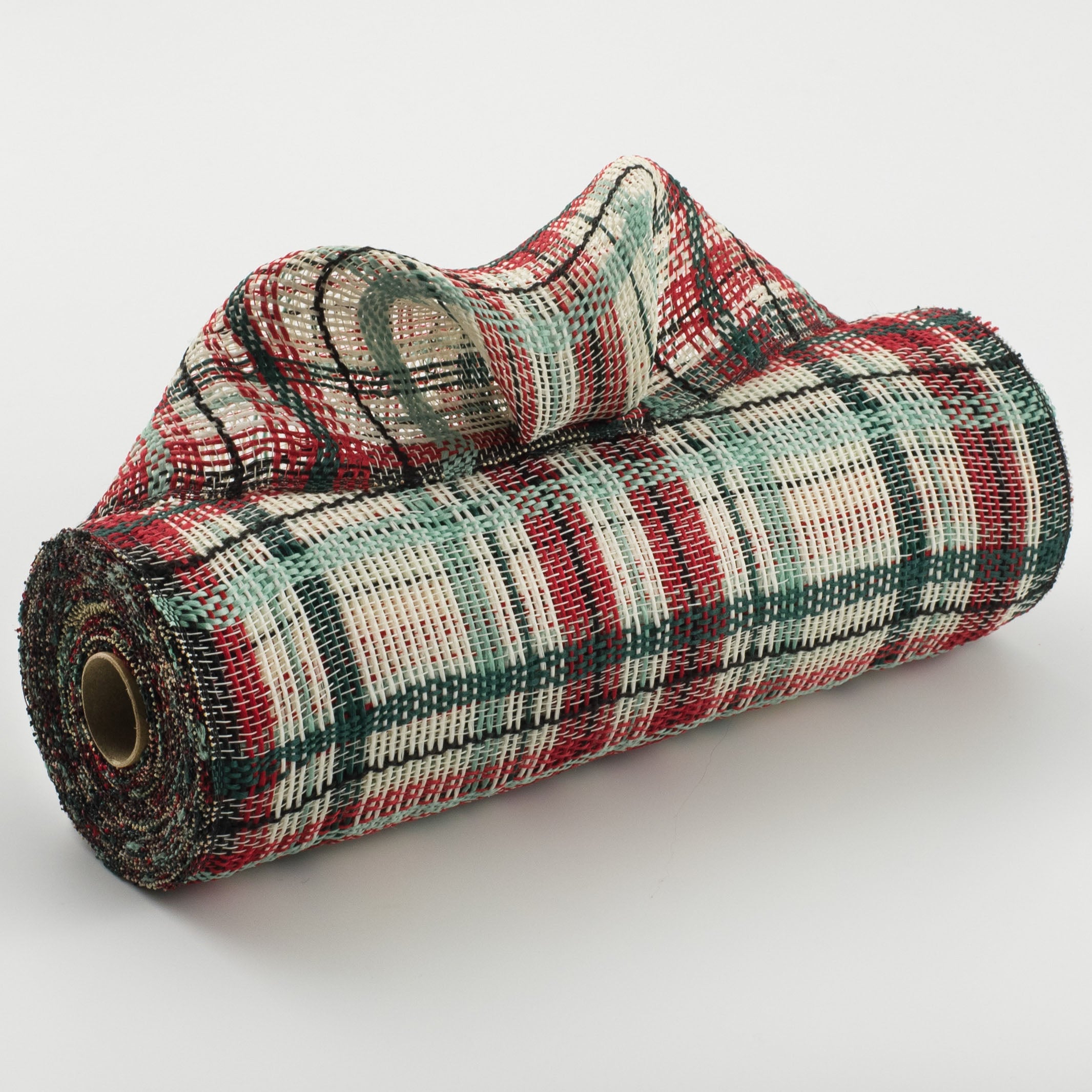 10" Fabric Plaid Mesh: Cream, Black, Green, Red Item Number: XB103010-21