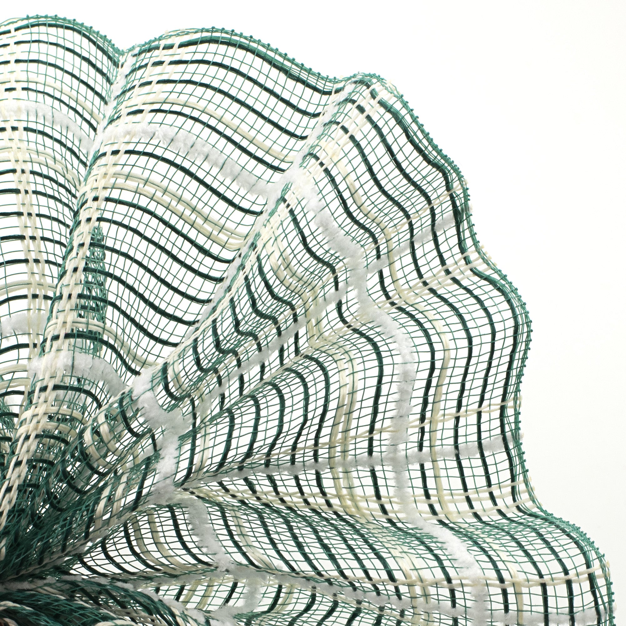 10" Fabric Plaid Mesh: Green Jute, Cream & White Fuzz Lifestyle Photo