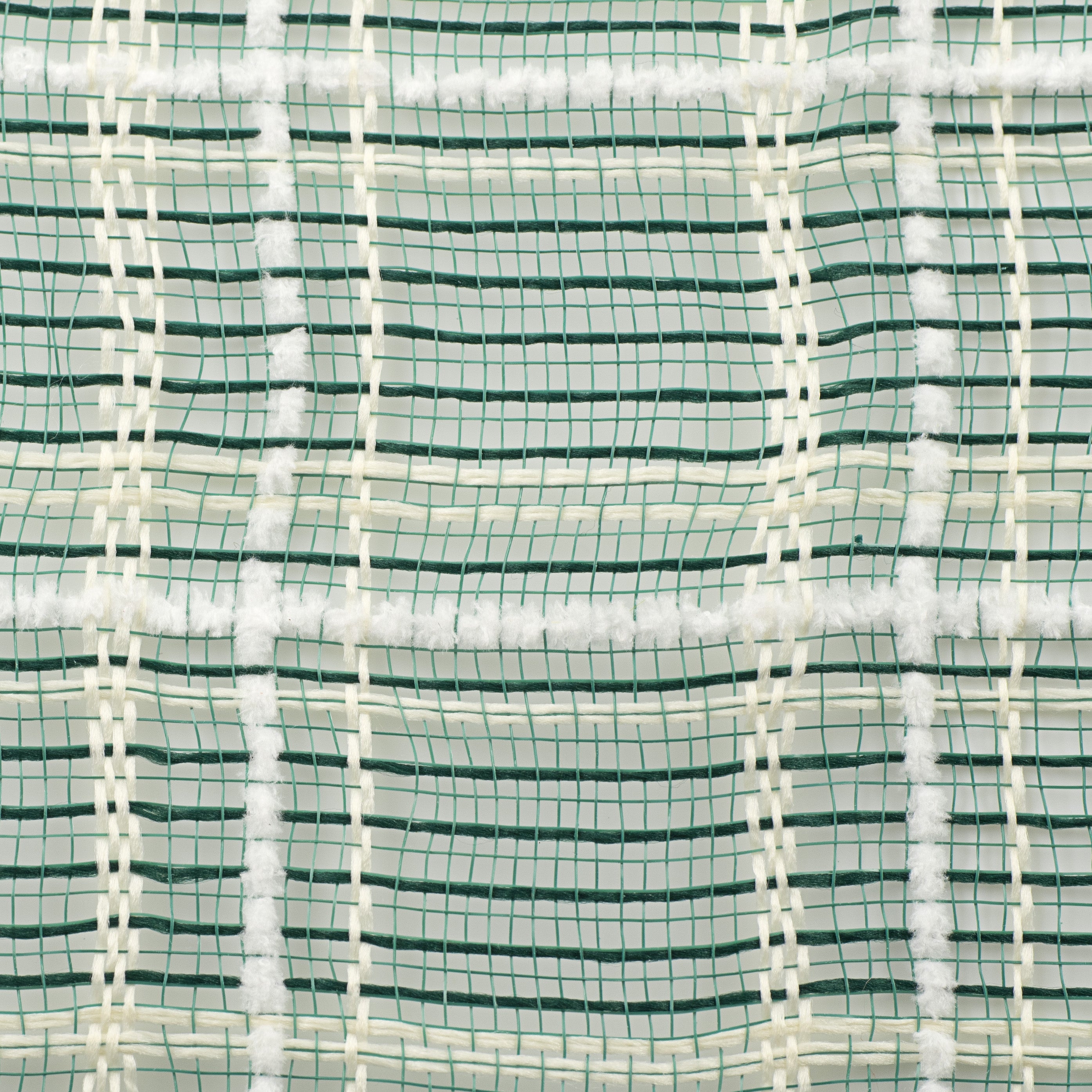 10" Fabric Plaid Mesh: Green Jute, Cream & White Fuzz detail photo 3
