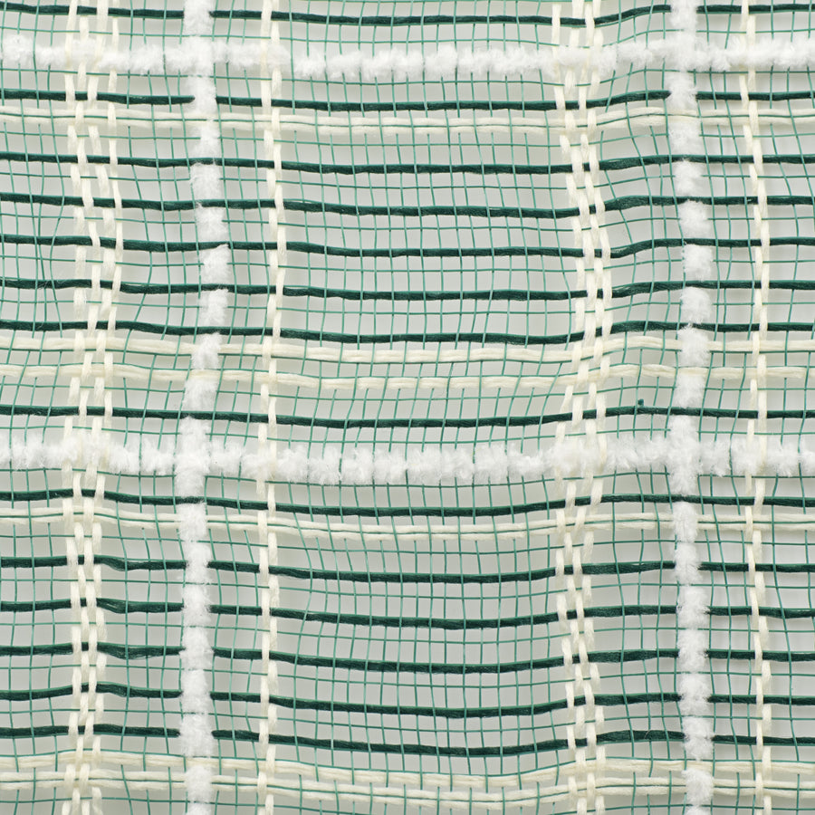 10" Fabric Plaid Mesh: Green Jute, Cream & White Fuzz detail photo 3