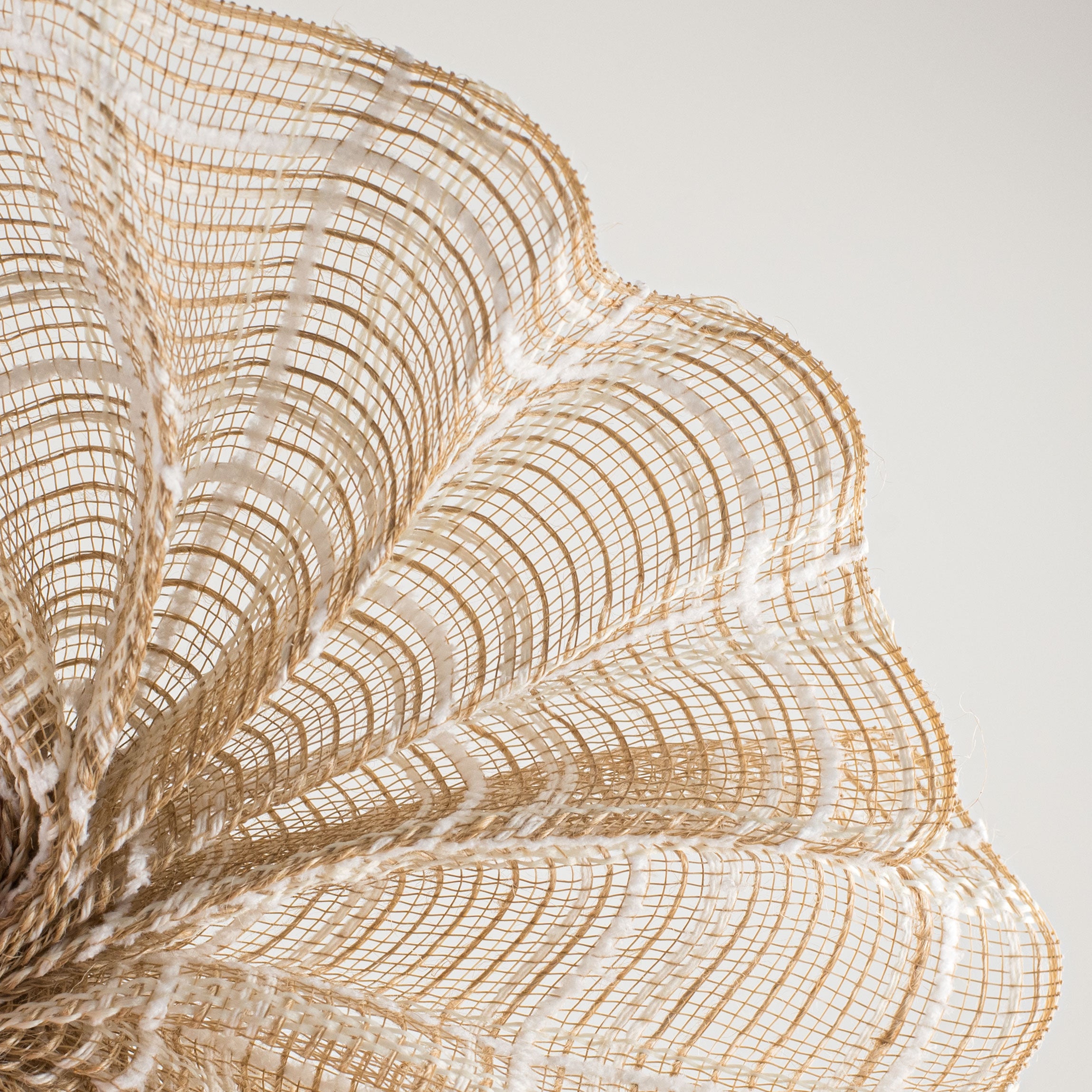 10" Fabric Plaid Mesh: Natural Jute, Cream & White Drift Lifestyle Photo