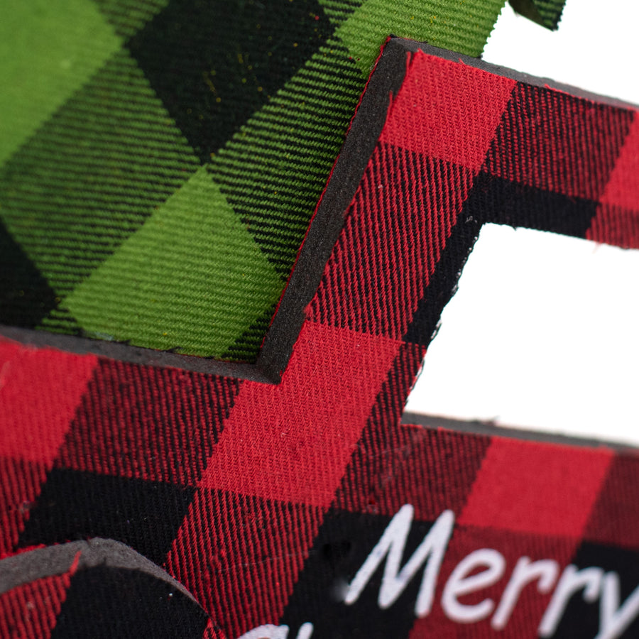 14.5" Fabric Plaid Truck With Tree Ornament detail photo 3