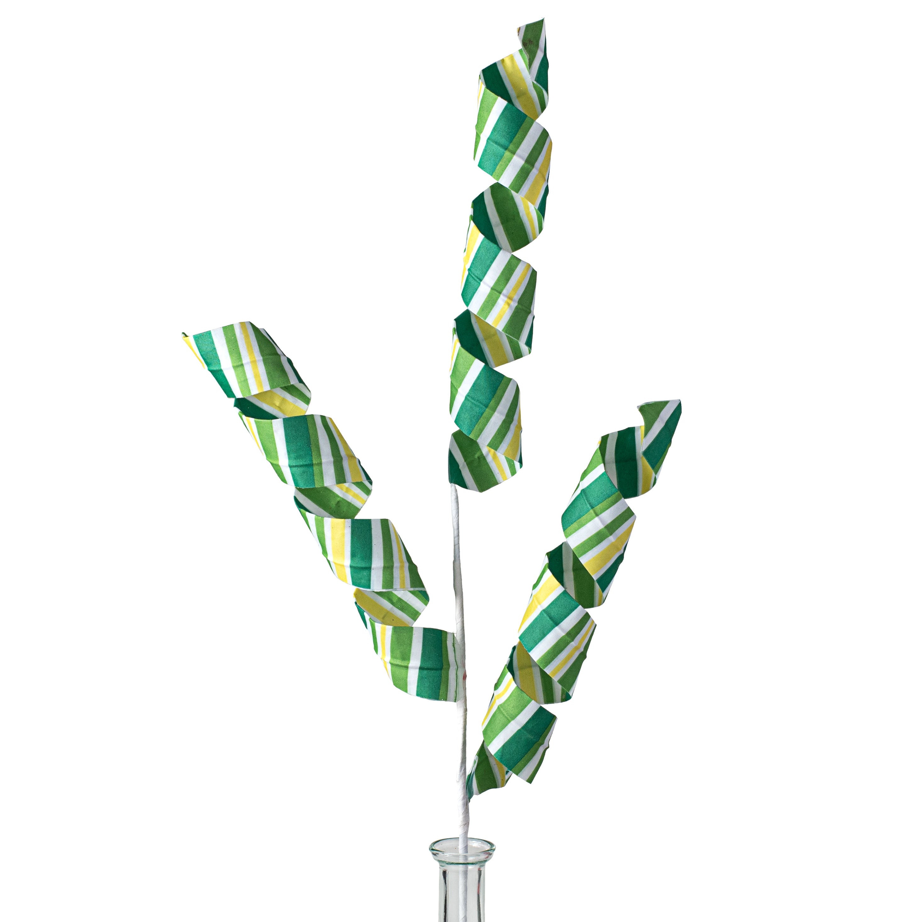 30" Fabric Stripe Curly Spray: Emerald, Lime, Yellow Item Number: 62999GNYW