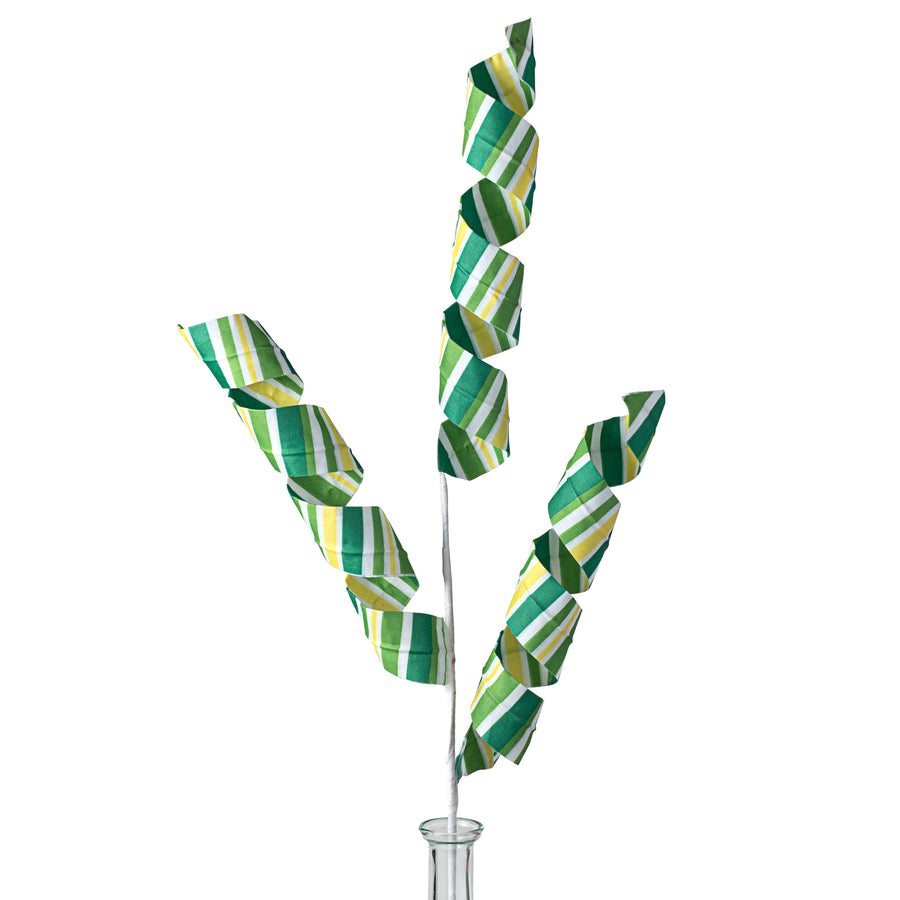 30" Fabric Stripe Curly Spray: Emerald, Lime, Yellow Item Number: 62999GNYW
