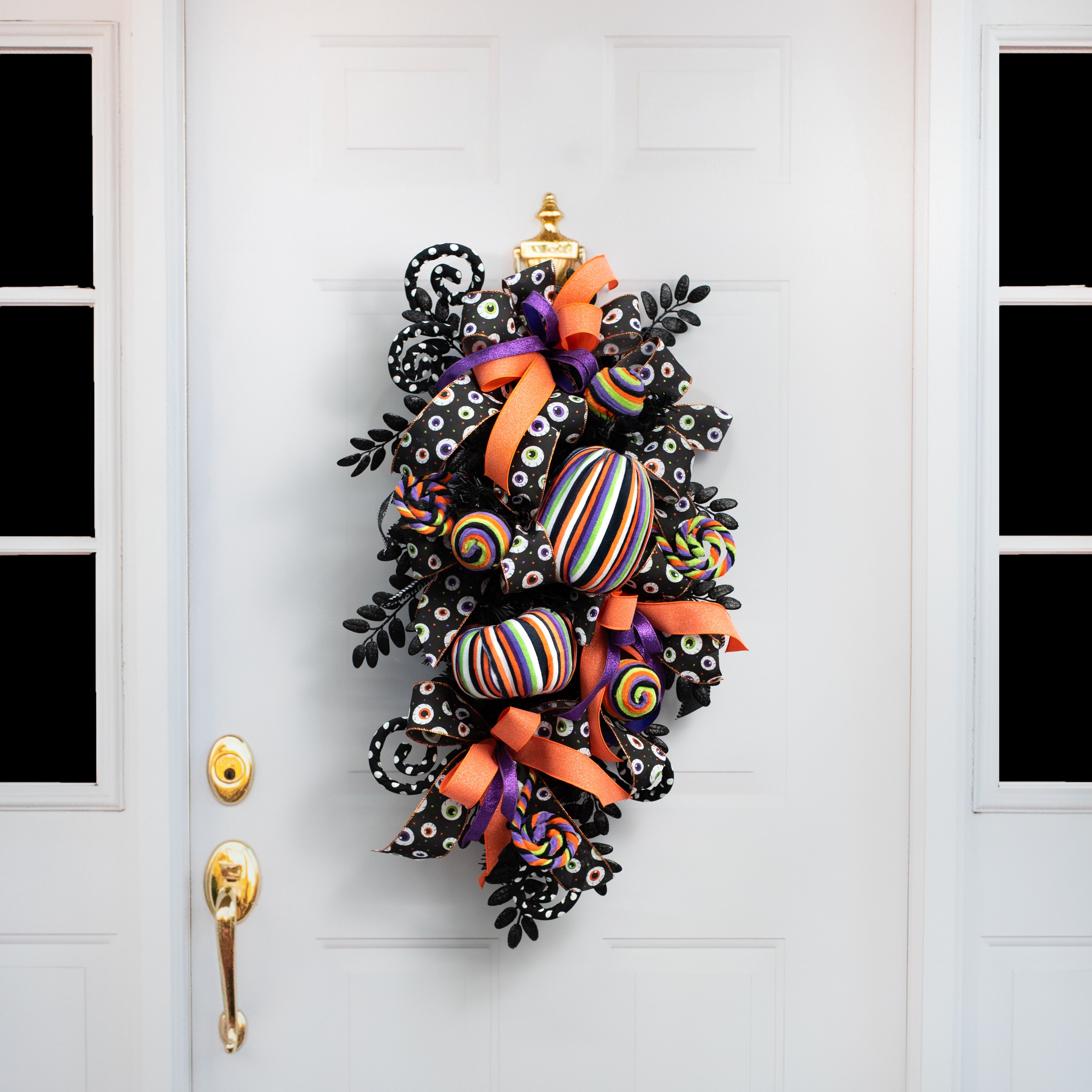 6" Fabric Stripe Halloween Pumpkin Decor detail photo 4