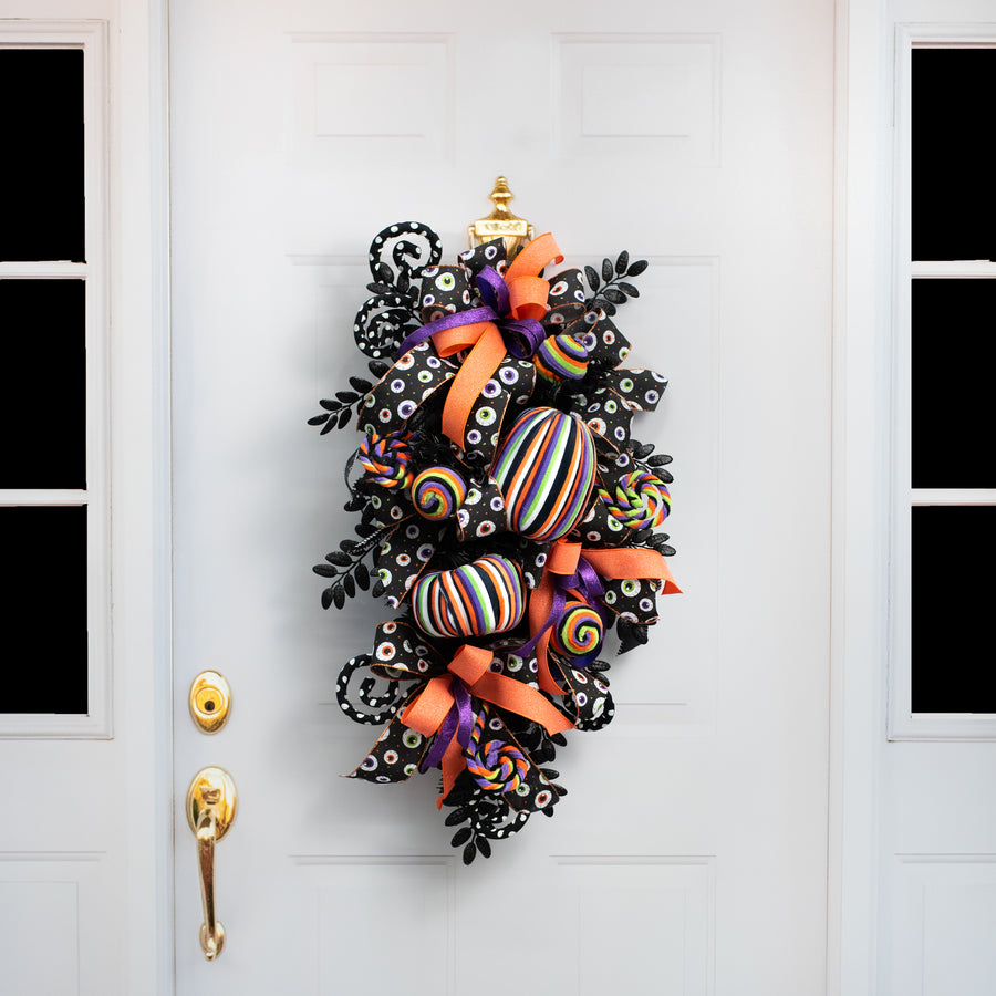 6" Fabric Stripe Halloween Pumpkin Decor detail photo 4