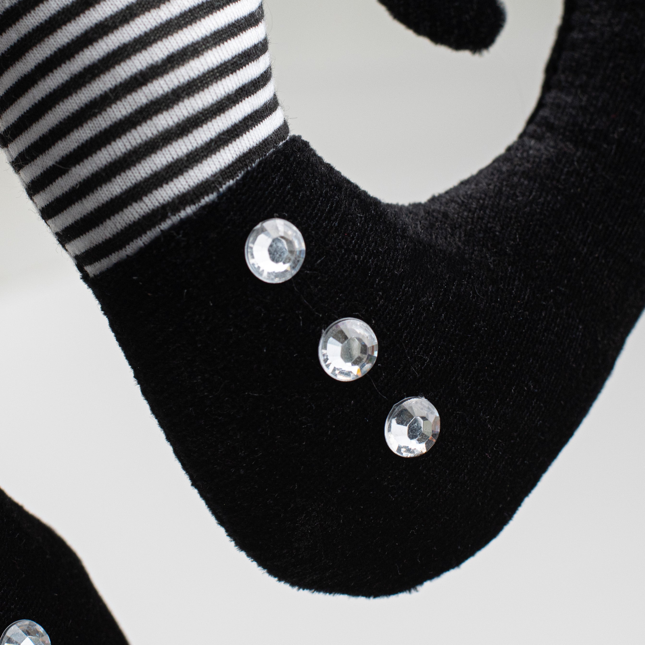15" Fabric Stripe Witch Legs: Black & White detail photo 3