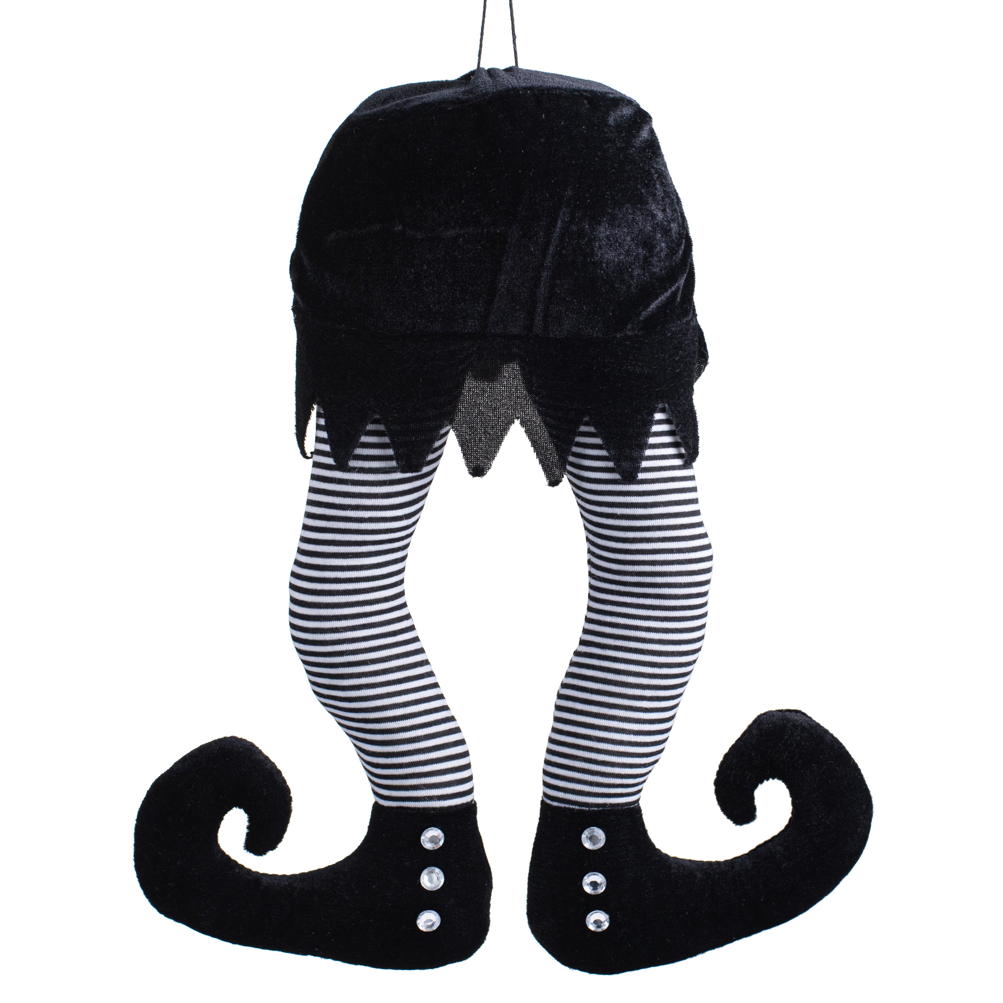 15" Fabric Stripe Witch Legs: Black & White Item Number: HH7459