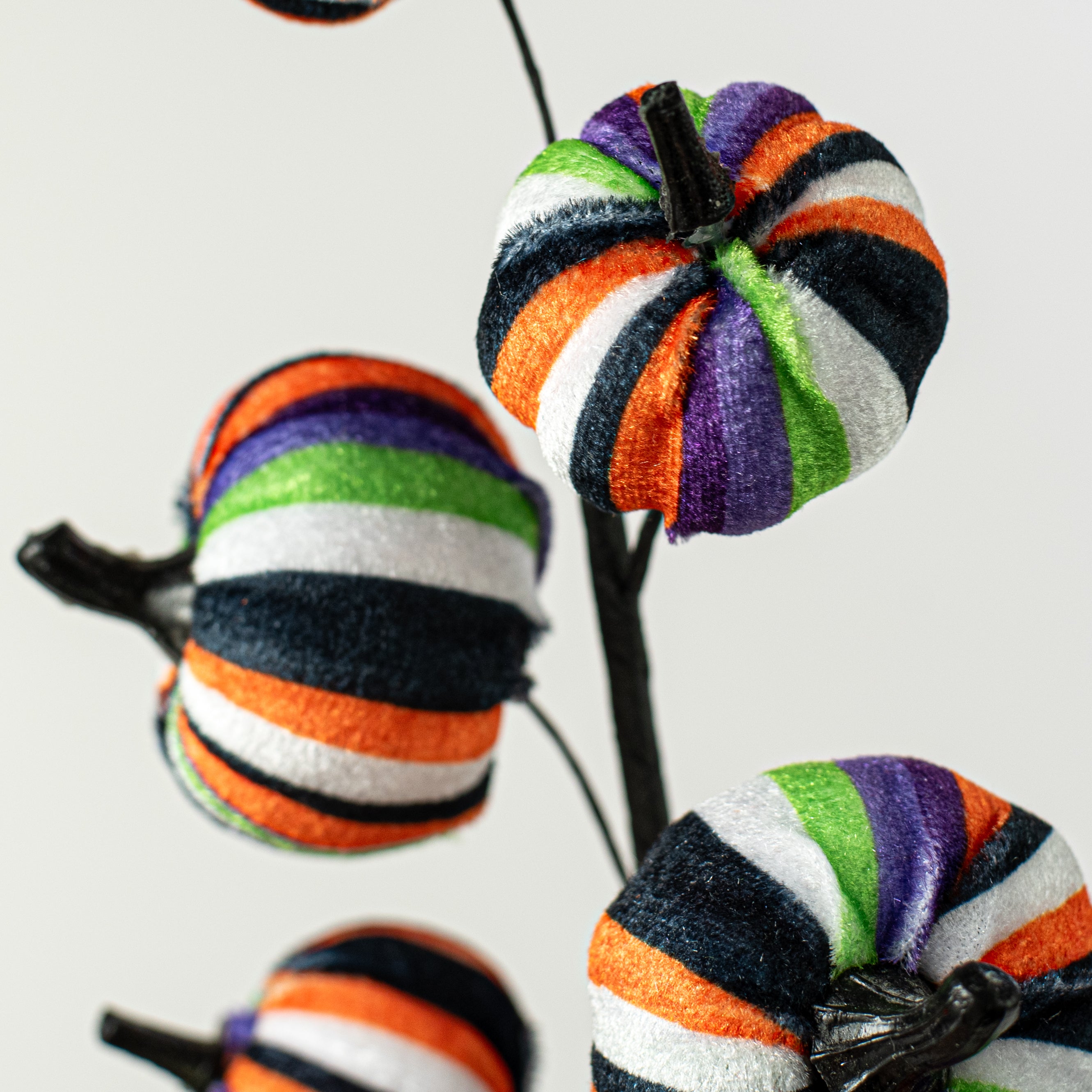 16" Fabric Stripes Pumpkins Spray: Bright Halloween Lifestyle Photo
