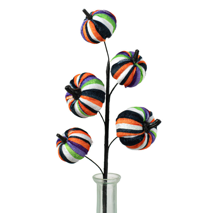 16" Fabric Stripes Pumpkins Spray: Bright Halloween Item Number: 57152HAL