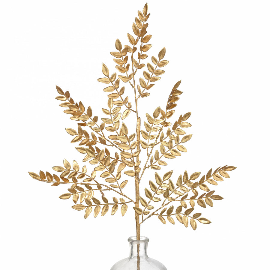 28" Glitter Fern Spray: Gold