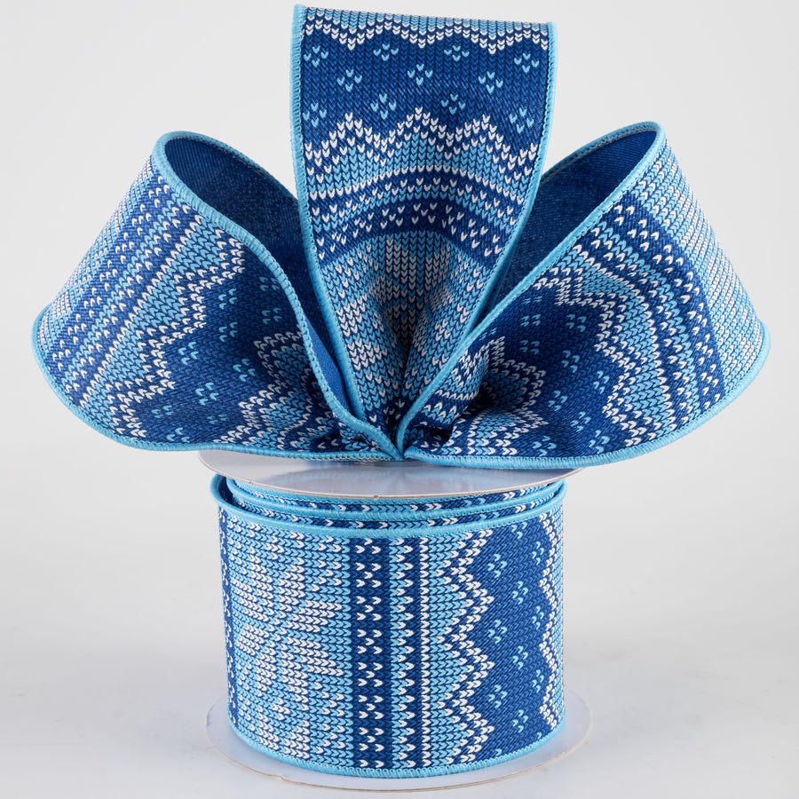 2.5" Fair Isle Sweater Ribbon: Blue & White (10 Yards) Lifestyle Photo