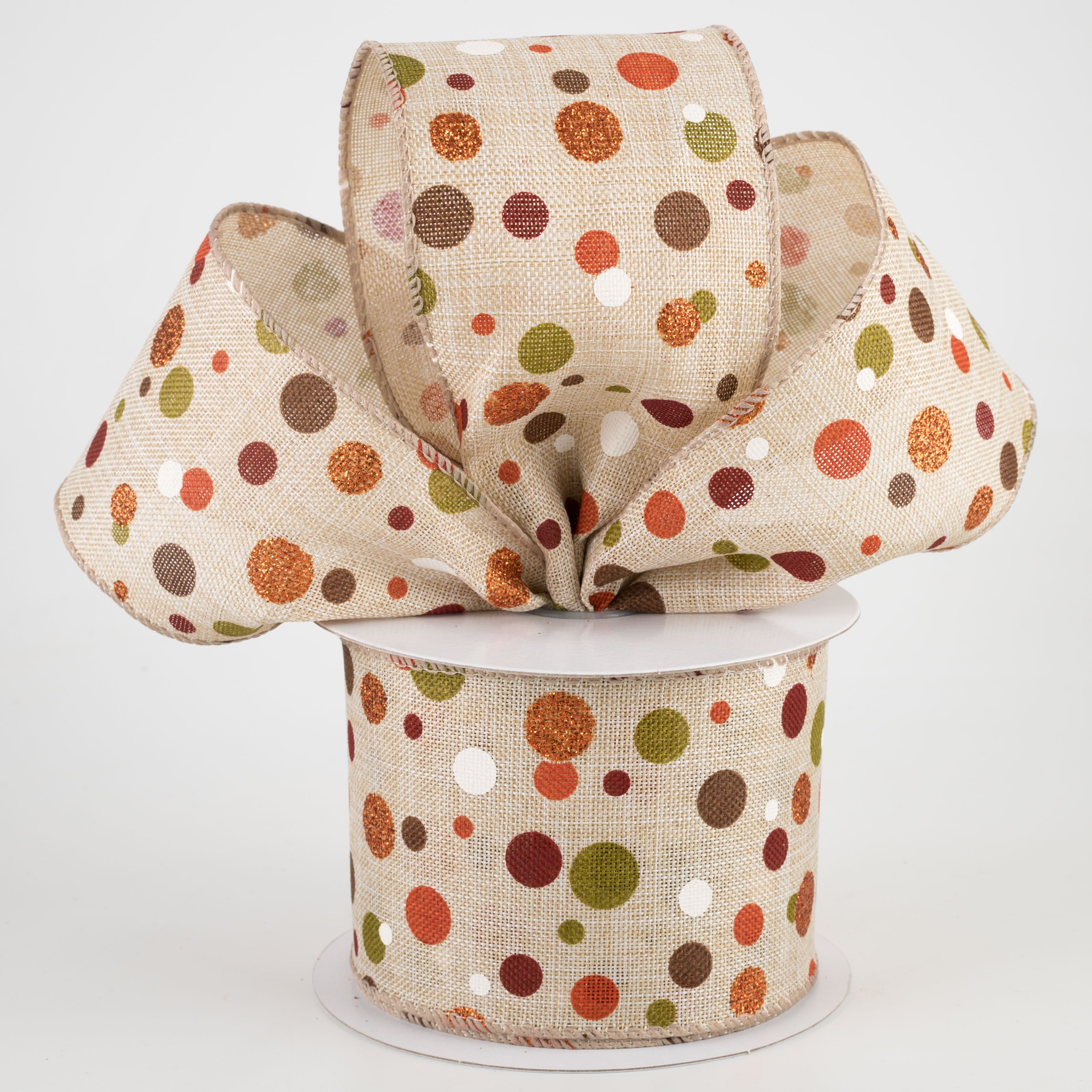 2.5" Fall Dots Ribbon: Natural (10 Yards) Lifestyle Photo