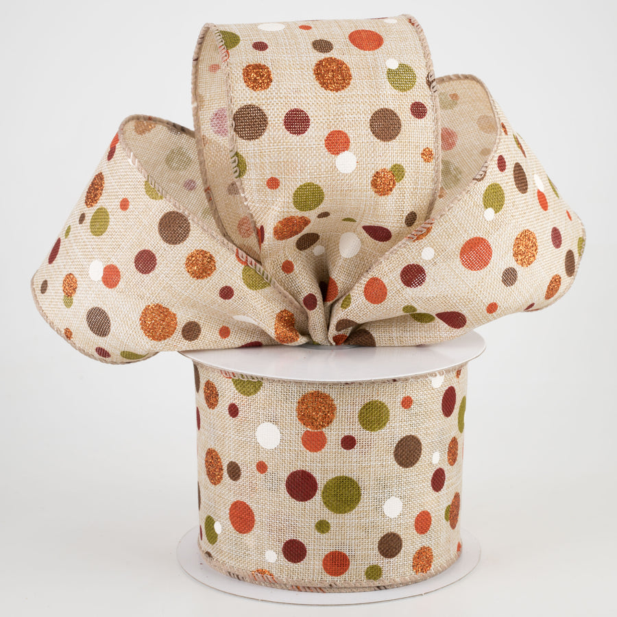 2.5" Fall Dots Ribbon: Natural (10 Yards) Lifestyle Photo