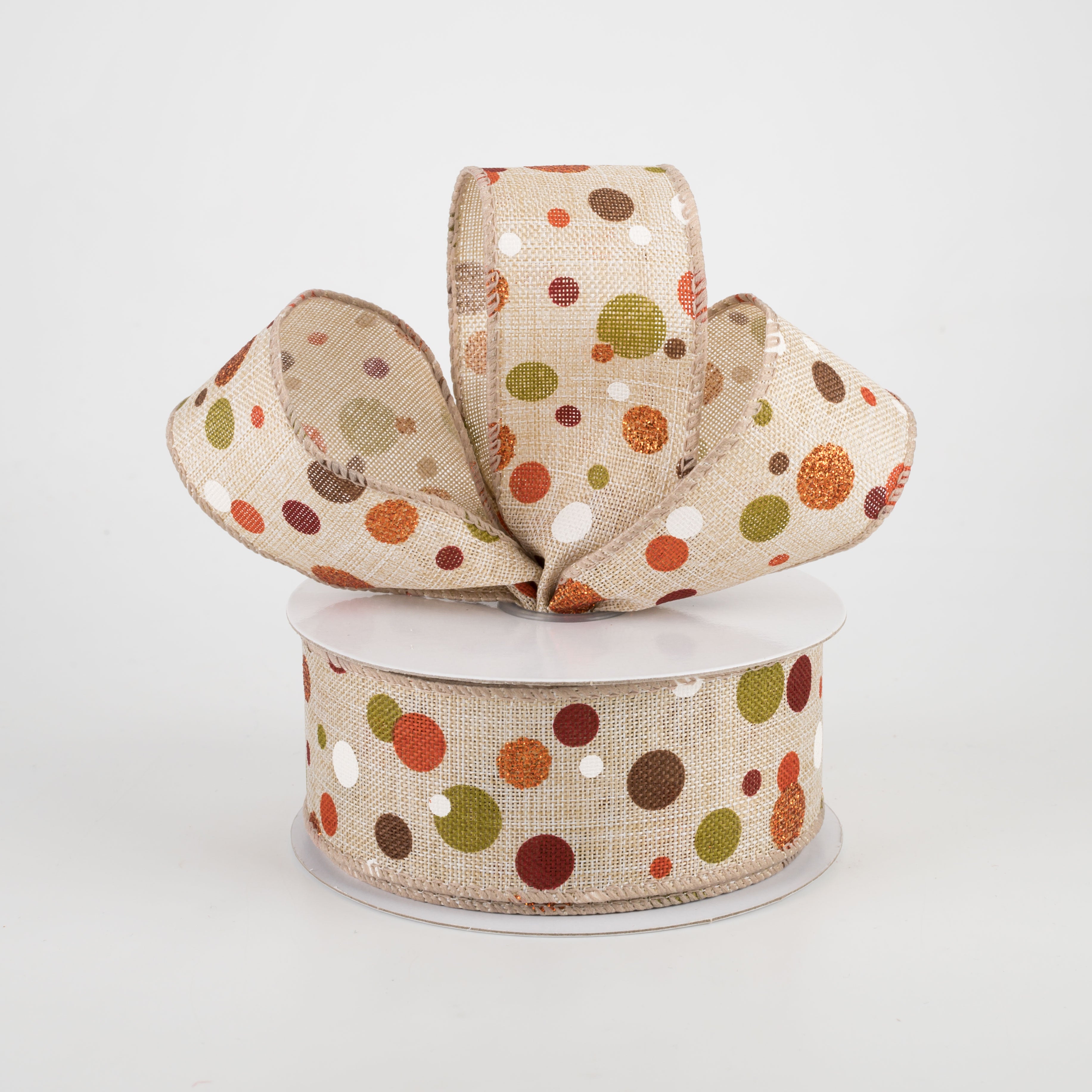 1.5" Fall Dots Ribbon: Natural (10 Yards) Lifestyle Photo