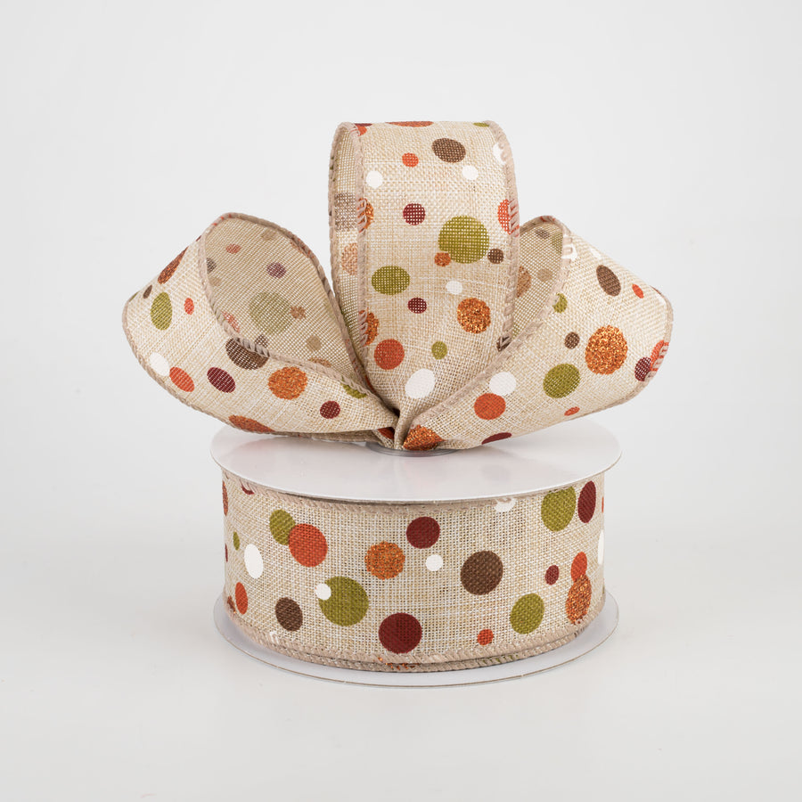 1.5" Fall Dots Ribbon: Natural (10 Yards) Lifestyle Photo