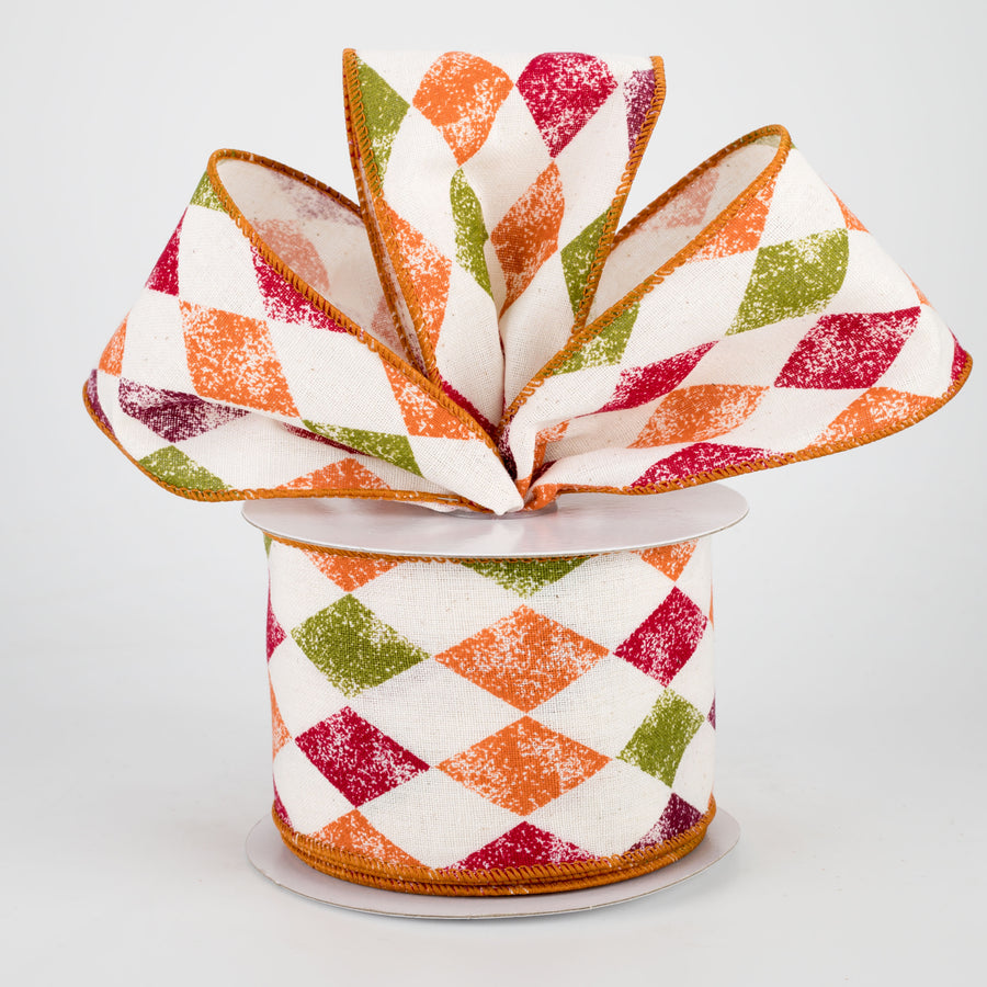 2.5" Fall Harlequin Ribbon: Ivory (10 Yards) Lifestyle Photo